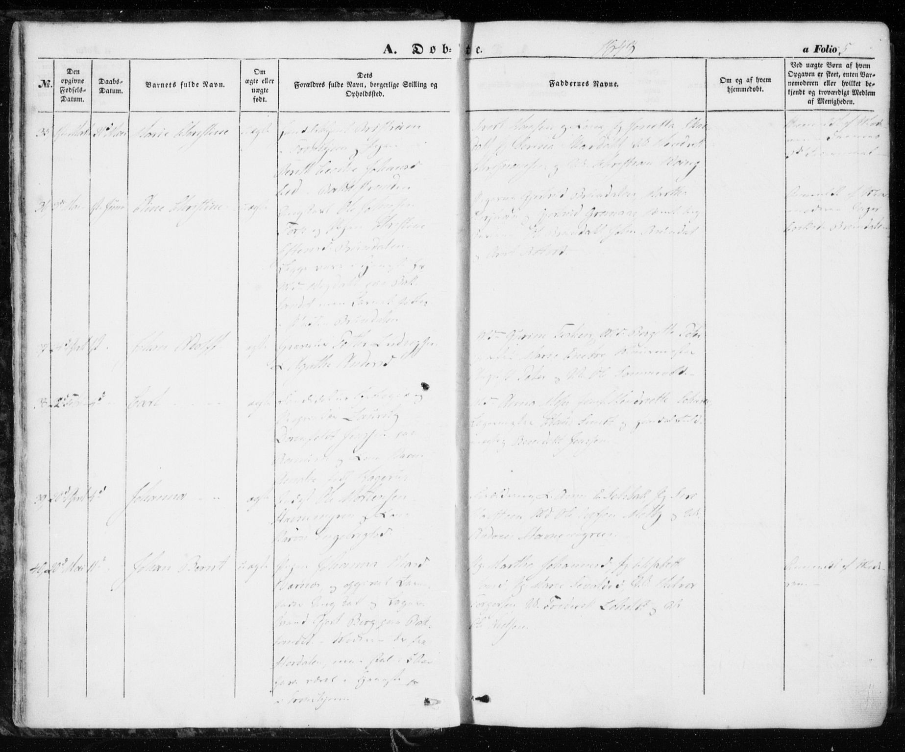 Ministerialprotokoller, klokkerbøker og fødselsregistre - Sør-Trøndelag, AV/SAT-A-1456/606/L0291: Parish register (official) no. 606A06, 1848-1856, p. 5
