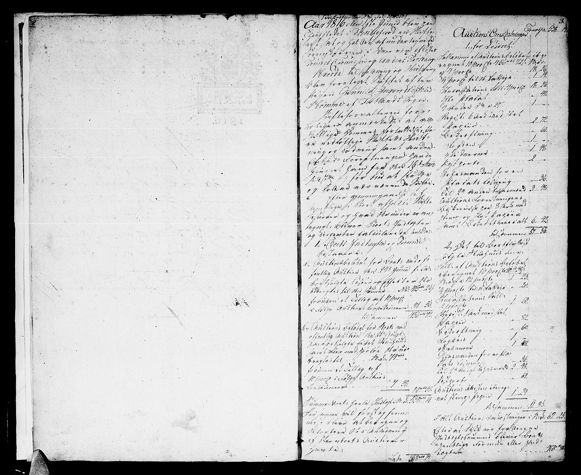Flekkefjord sorenskriveri, AV/SAK-1221-0001/H/Hc/L0008: Skifteprotokoll nr. 2, med gårdsnavn- og personnavnregister, 1816-1819, p. 2-3