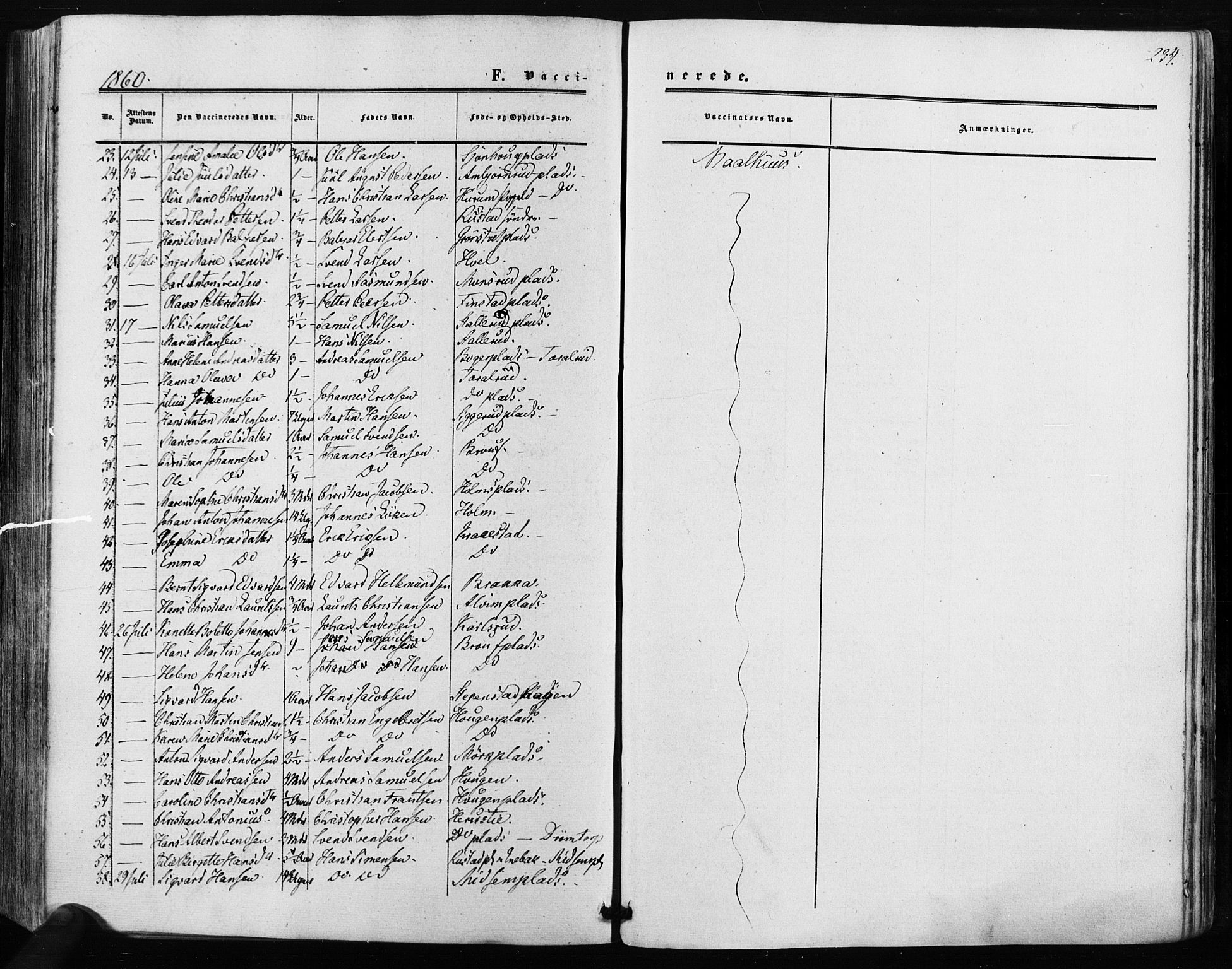 Kråkstad prestekontor Kirkebøker, SAO/A-10125a/F/Fa/L0007: Parish register (official) no. I 7, 1858-1870, p. 234