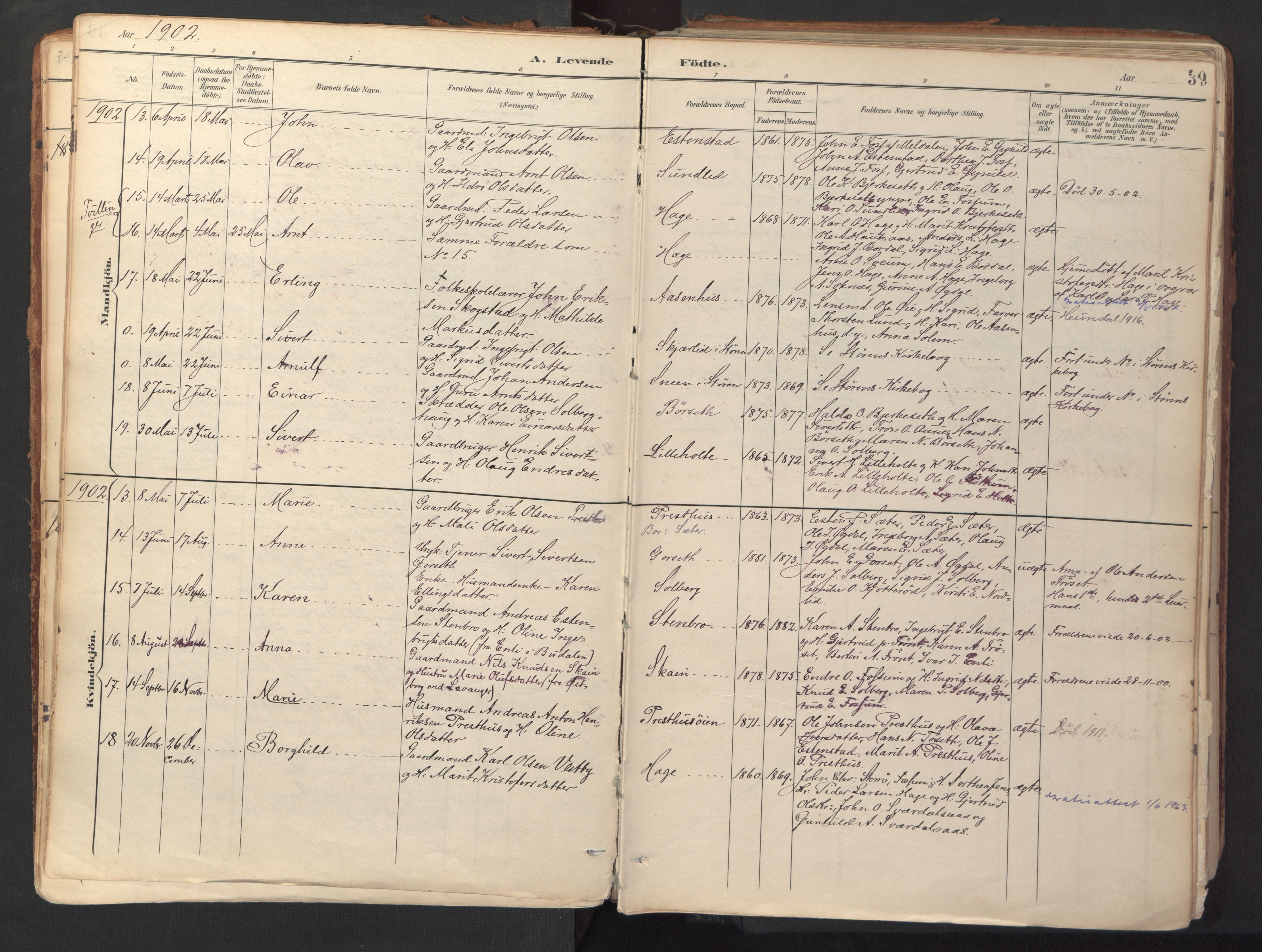 Ministerialprotokoller, klokkerbøker og fødselsregistre - Sør-Trøndelag, AV/SAT-A-1456/689/L1041: Parish register (official) no. 689A06, 1891-1923, p. 39