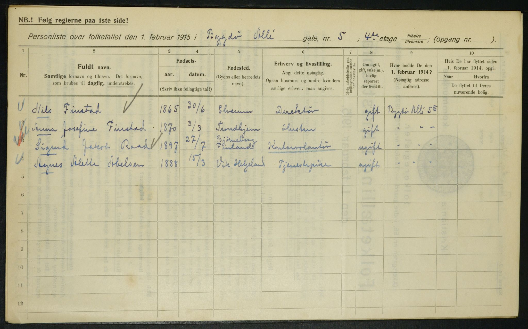 OBA, Municipal Census 1915 for Kristiania, 1915, p. 10213