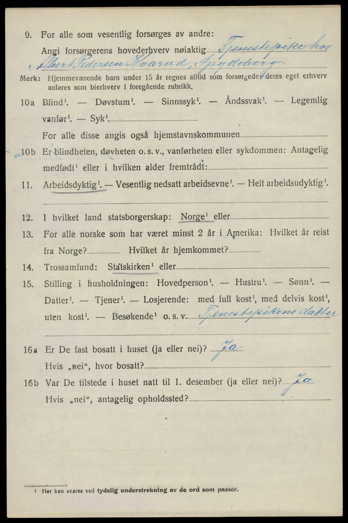 SAO, 1920 census for Spydeberg, 1920, p. 7038