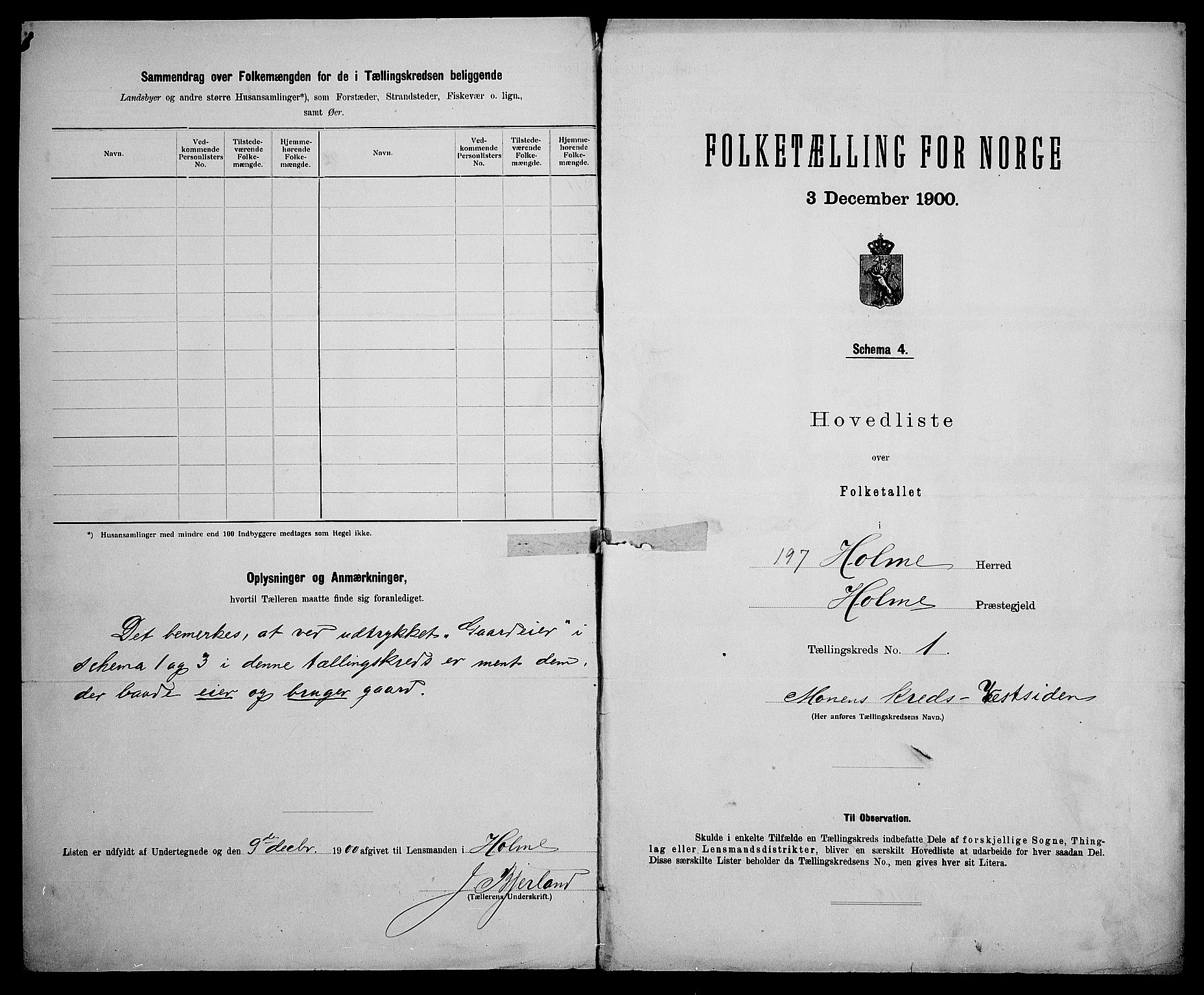 SAK, 1900 census for Holum, 1900, p. 19