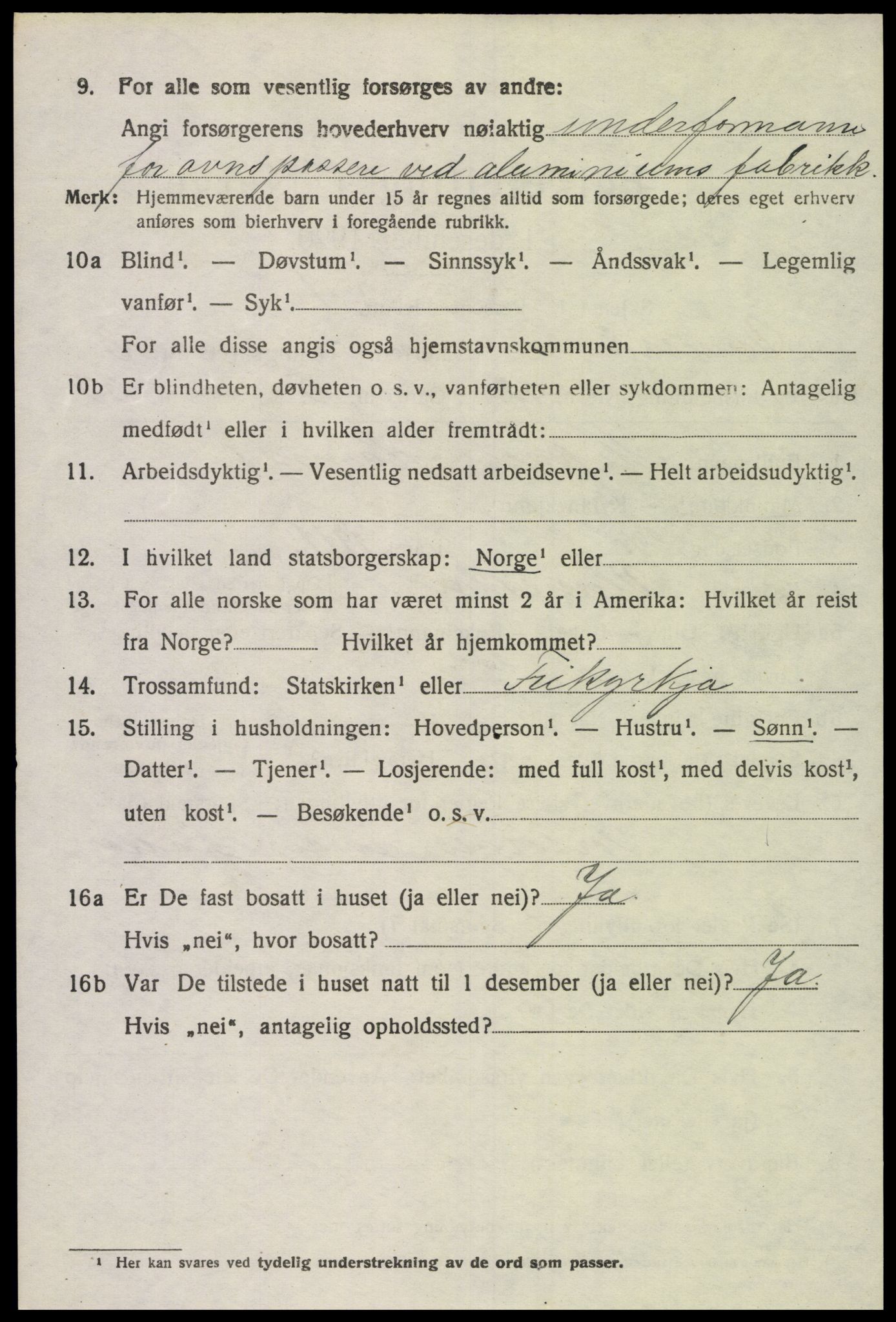 SAK, 1920 census for Vennesla, 1920, p. 2355