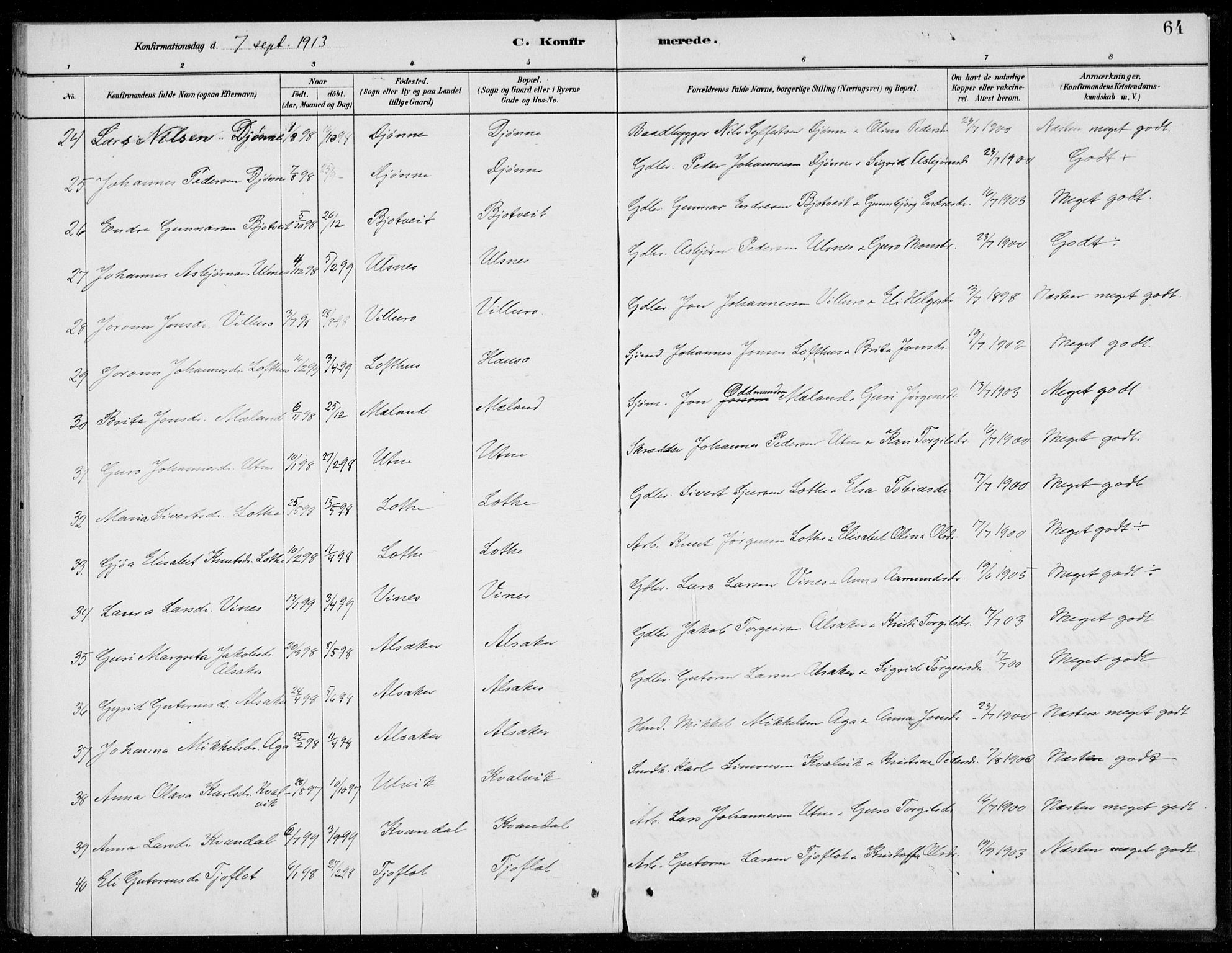Ullensvang sokneprestembete, SAB/A-78701/H/Haa: Parish register (official) no. E  2, 1880-1914, p. 64