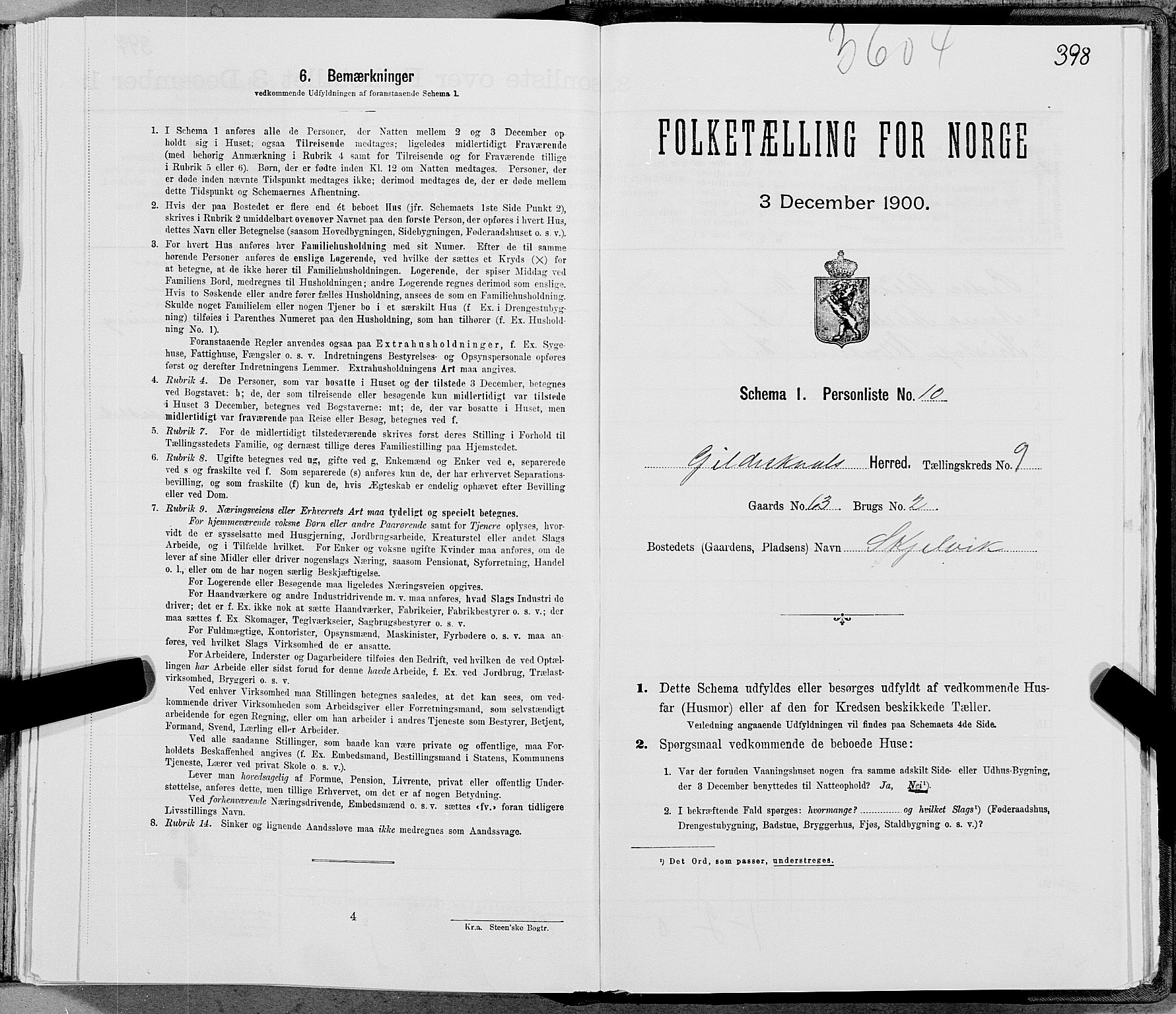 SAT, 1900 census for Gildeskål, 1900, p. 914