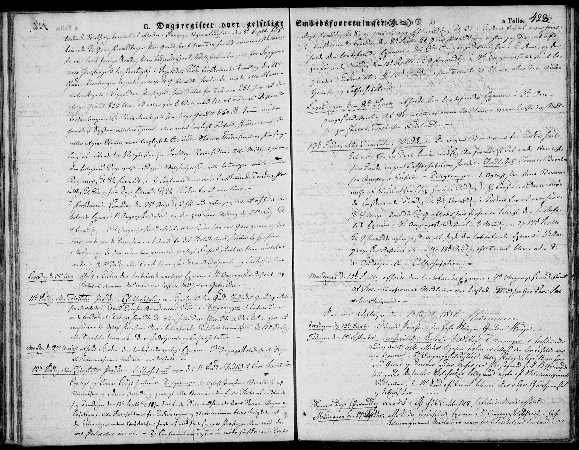 Sokndal sokneprestkontor, AV/SAST-A-101808: Parish register (official) no. A 7.2, 1826-1842, p. 423