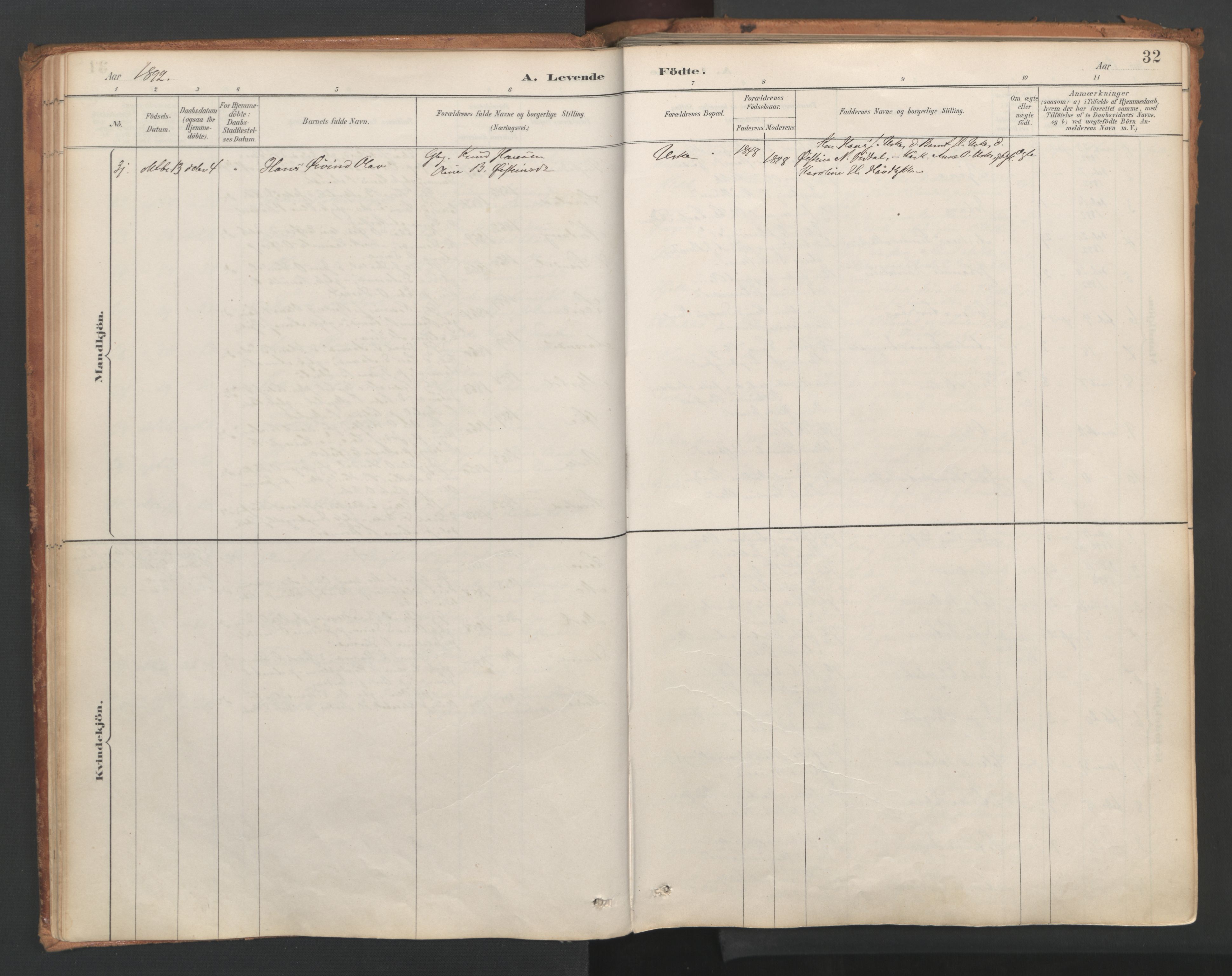 Ministerialprotokoller, klokkerbøker og fødselsregistre - Møre og Romsdal, SAT/A-1454/515/L0211: Parish register (official) no. 515A07, 1886-1910, p. 32