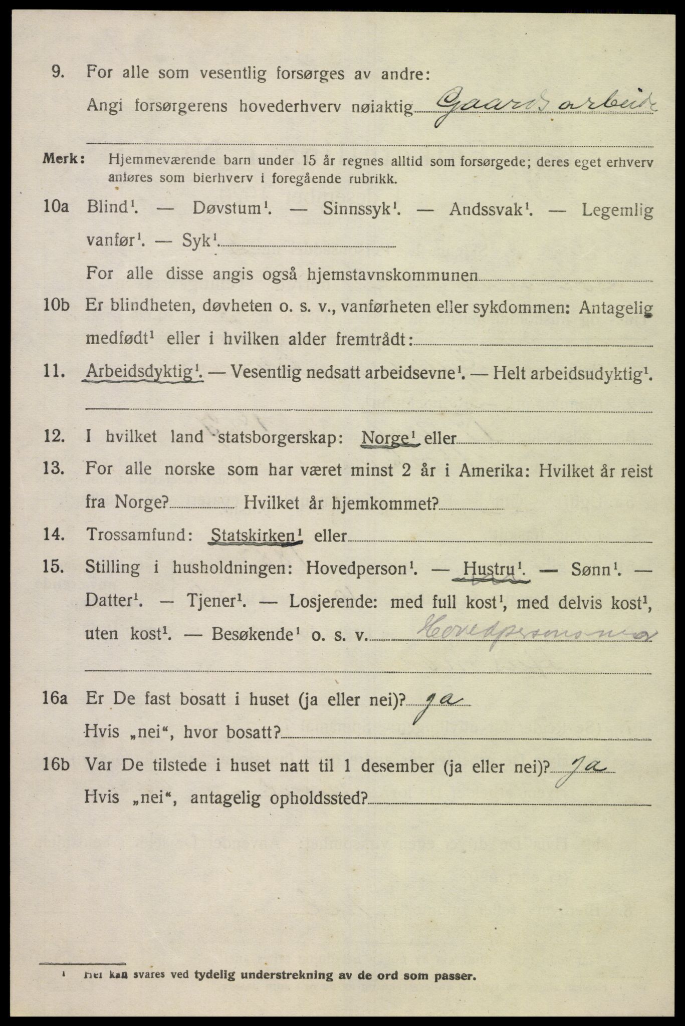 SAK, 1920 census for Sør-Audnedal, 1920, p. 1482