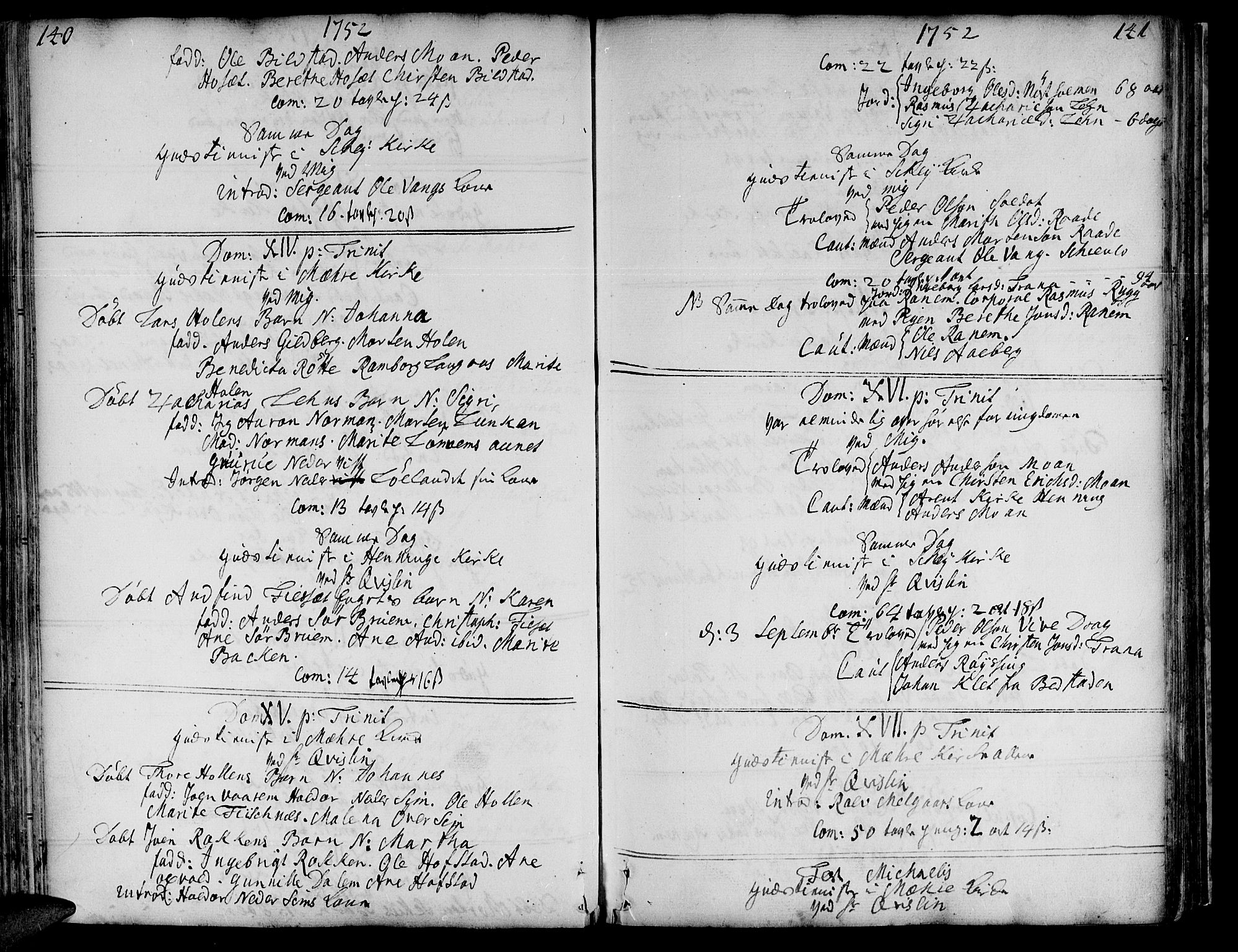 Ministerialprotokoller, klokkerbøker og fødselsregistre - Nord-Trøndelag, AV/SAT-A-1458/735/L0330: Parish register (official) no. 735A01, 1740-1766, p. 140-141