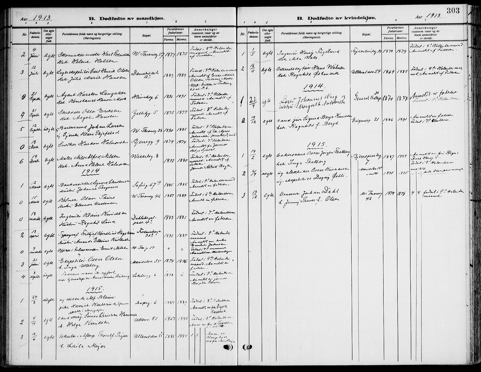 Gamle Aker prestekontor Kirkebøker, SAO/A-10617a/F/L0014: Parish register (official) no. 14, 1909-1924, p. 303