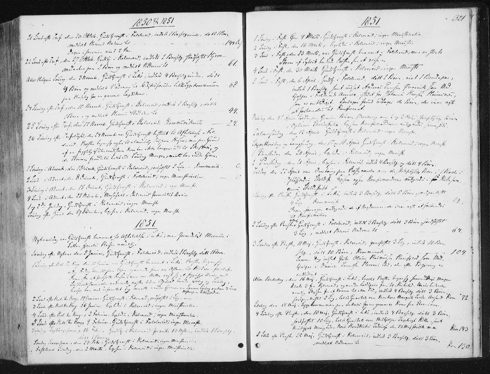 Ministerialprotokoller, klokkerbøker og fødselsregistre - Nord-Trøndelag, SAT/A-1458/780/L0640: Parish register (official) no. 780A05, 1845-1856, p. 321