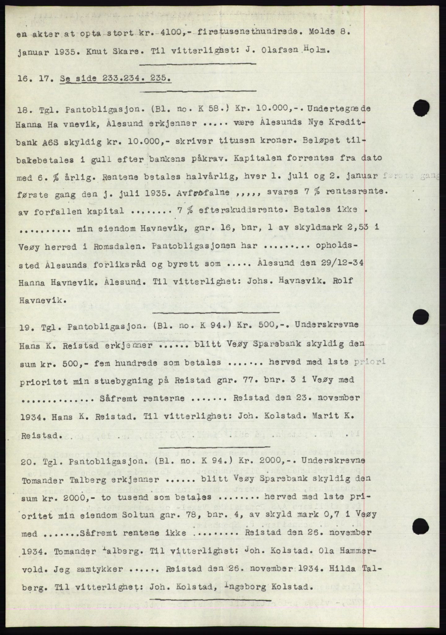 Romsdal sorenskriveri, AV/SAT-A-4149/1/2/2C/L0066: Mortgage book no. 60, 1934-1935, Deed date: 15.01.1935