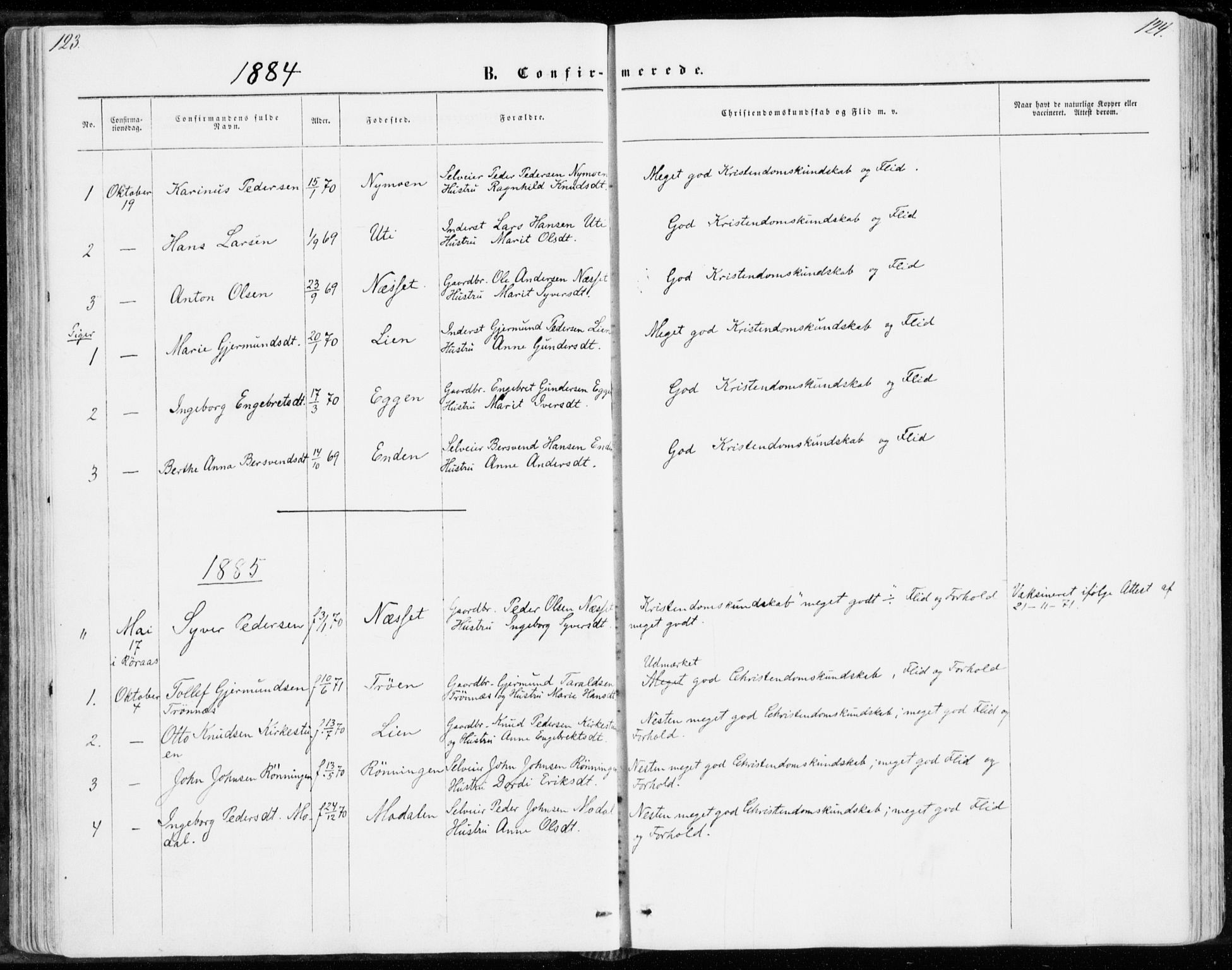 Sollia prestekontor, SAH/PREST-050/H/Ha/Haa/L0001: Parish register (official) no. 1, 1856-1885, p. 123-124