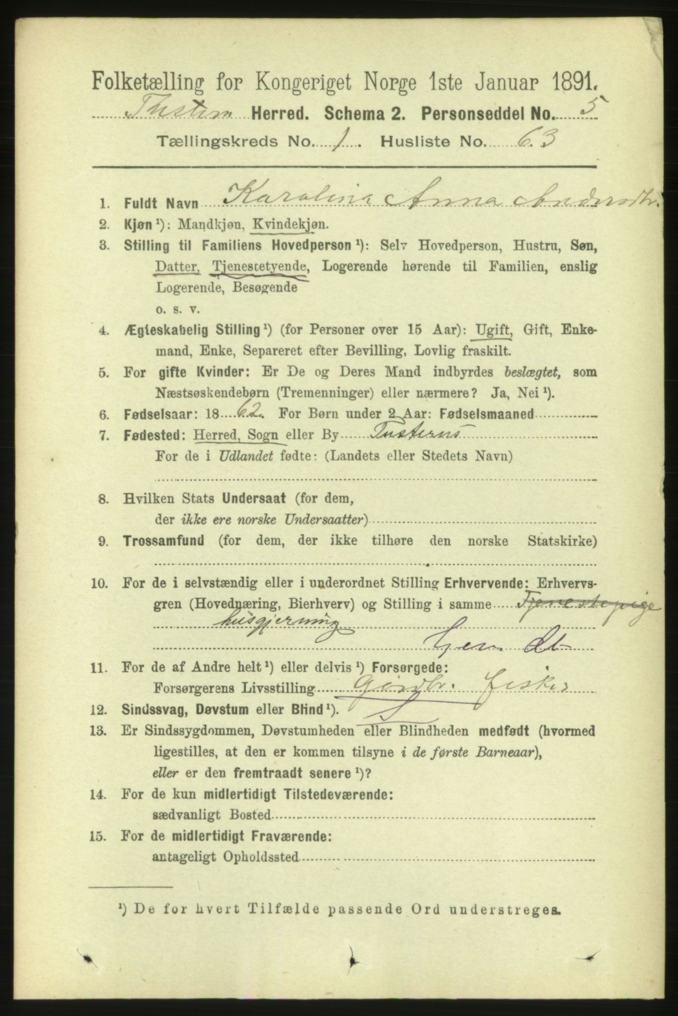 RA, 1891 census for 1572 Tustna, 1891, p. 556