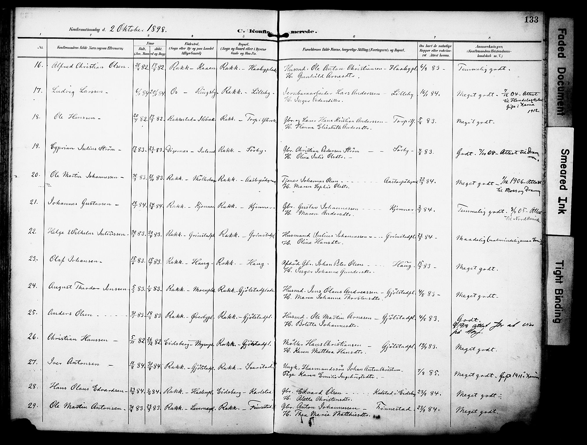 Rakkestad prestekontor Kirkebøker, AV/SAO-A-2008/F/Fa/L0013: Parish register (official) no. I 13, 1894-1908, p. 133