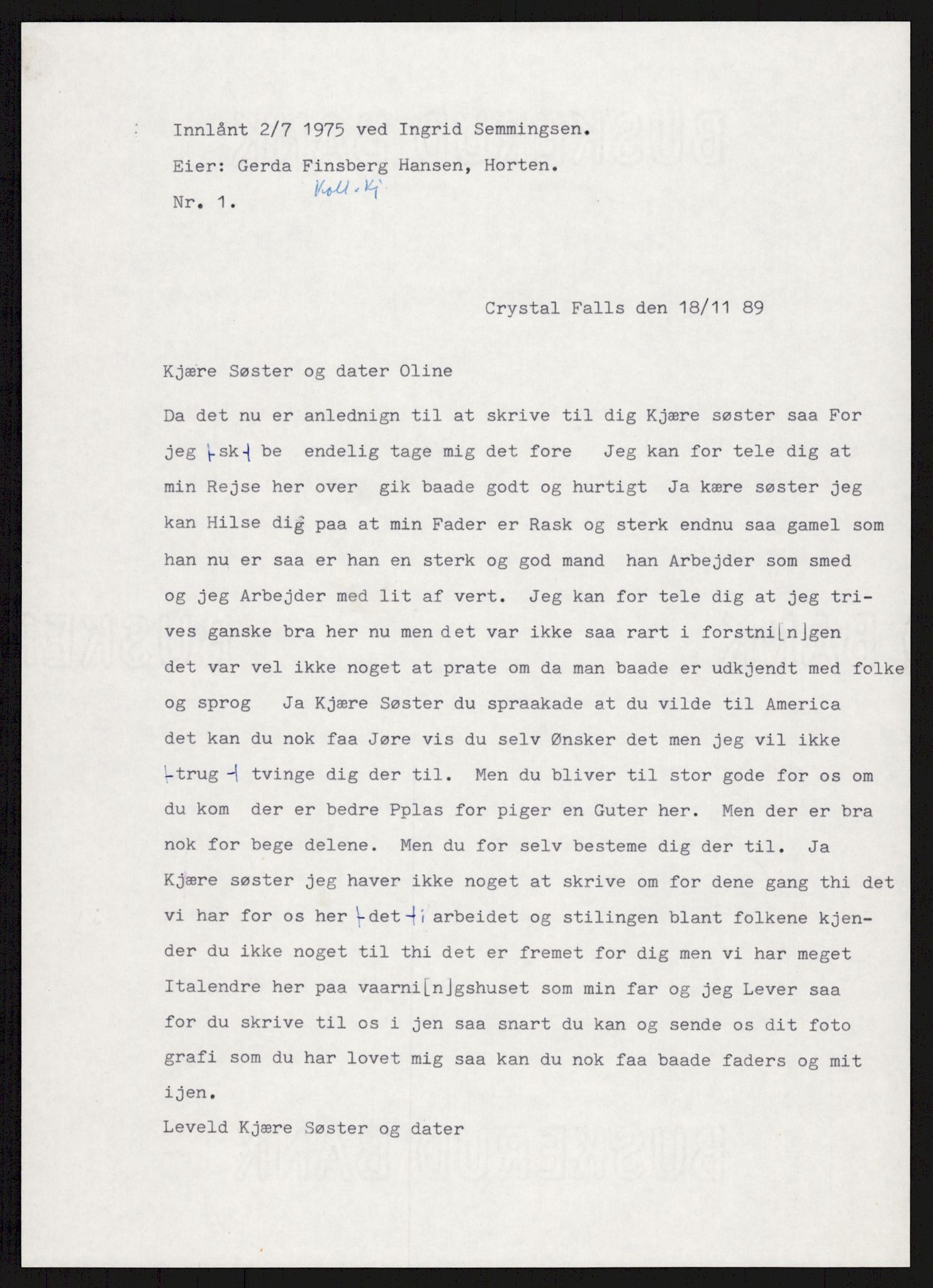 Samlinger til kildeutgivelse, Amerikabrevene, AV/RA-EA-4057/F/L0007: Innlån fra Hedmark: Berg - Furusetbrevene, 1838-1914, p. 412