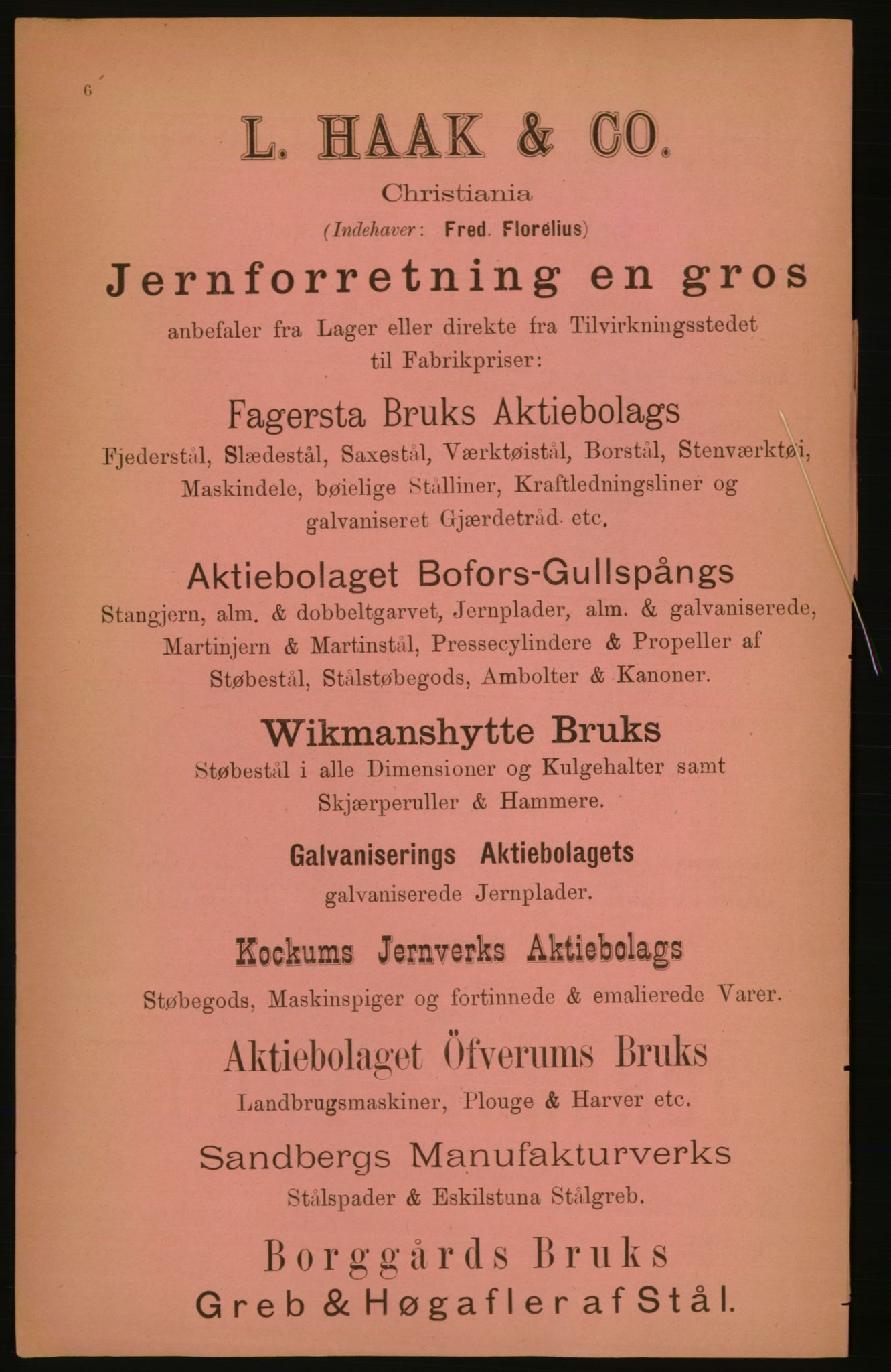 Kristiania/Oslo adressebok, PUBL/-, 1891, p. 6