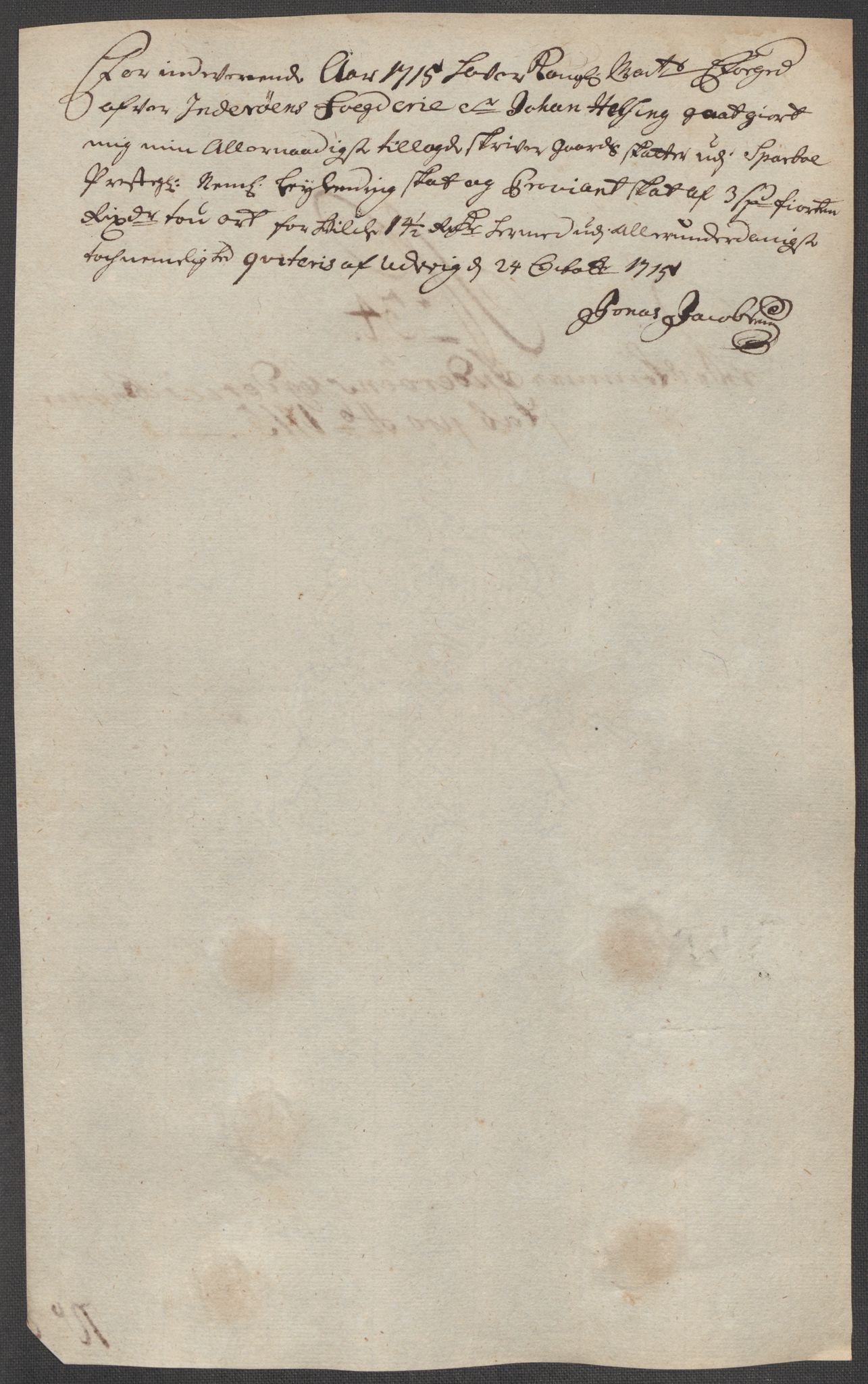 Rentekammeret inntil 1814, Reviderte regnskaper, Fogderegnskap, AV/RA-EA-4092/R63/L4323: Fogderegnskap Inderøy, 1715, p. 302