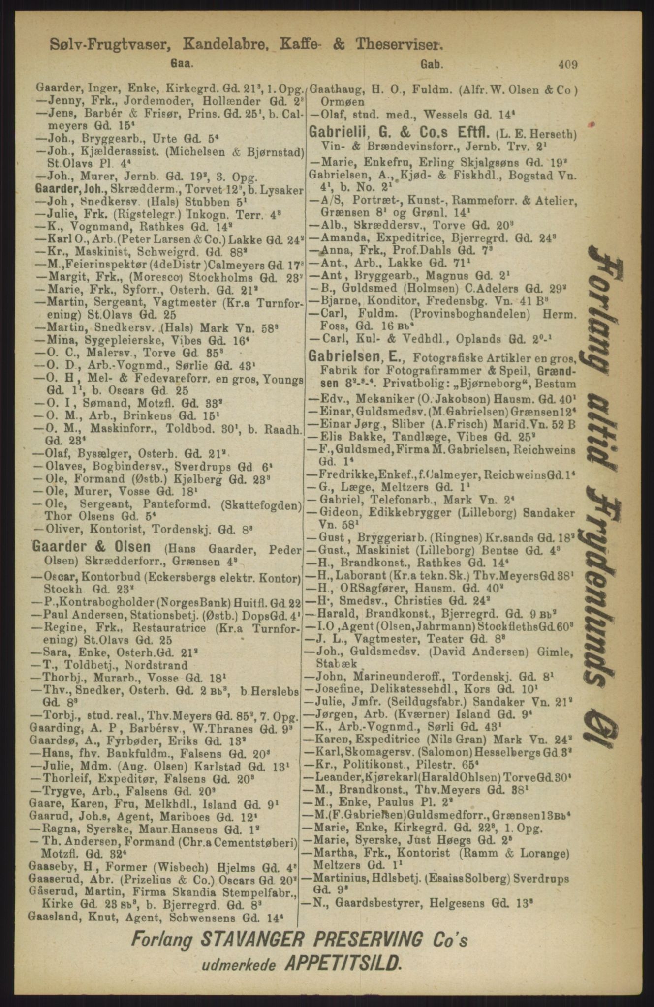 Kristiania/Oslo adressebok, PUBL/-, 1911, p. 409