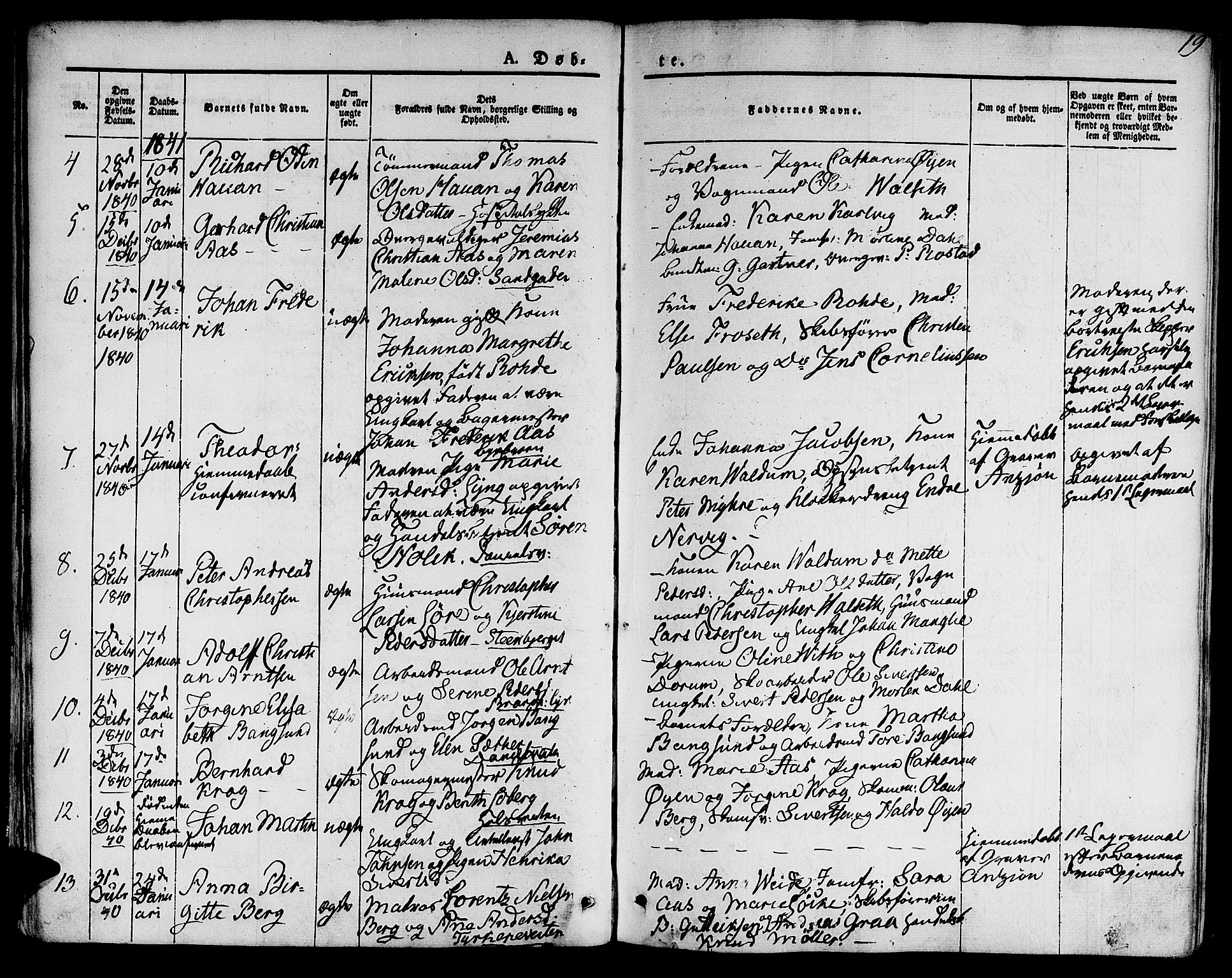 Ministerialprotokoller, klokkerbøker og fødselsregistre - Sør-Trøndelag, SAT/A-1456/601/L0048: Parish register (official) no. 601A16, 1840-1847, p. 19