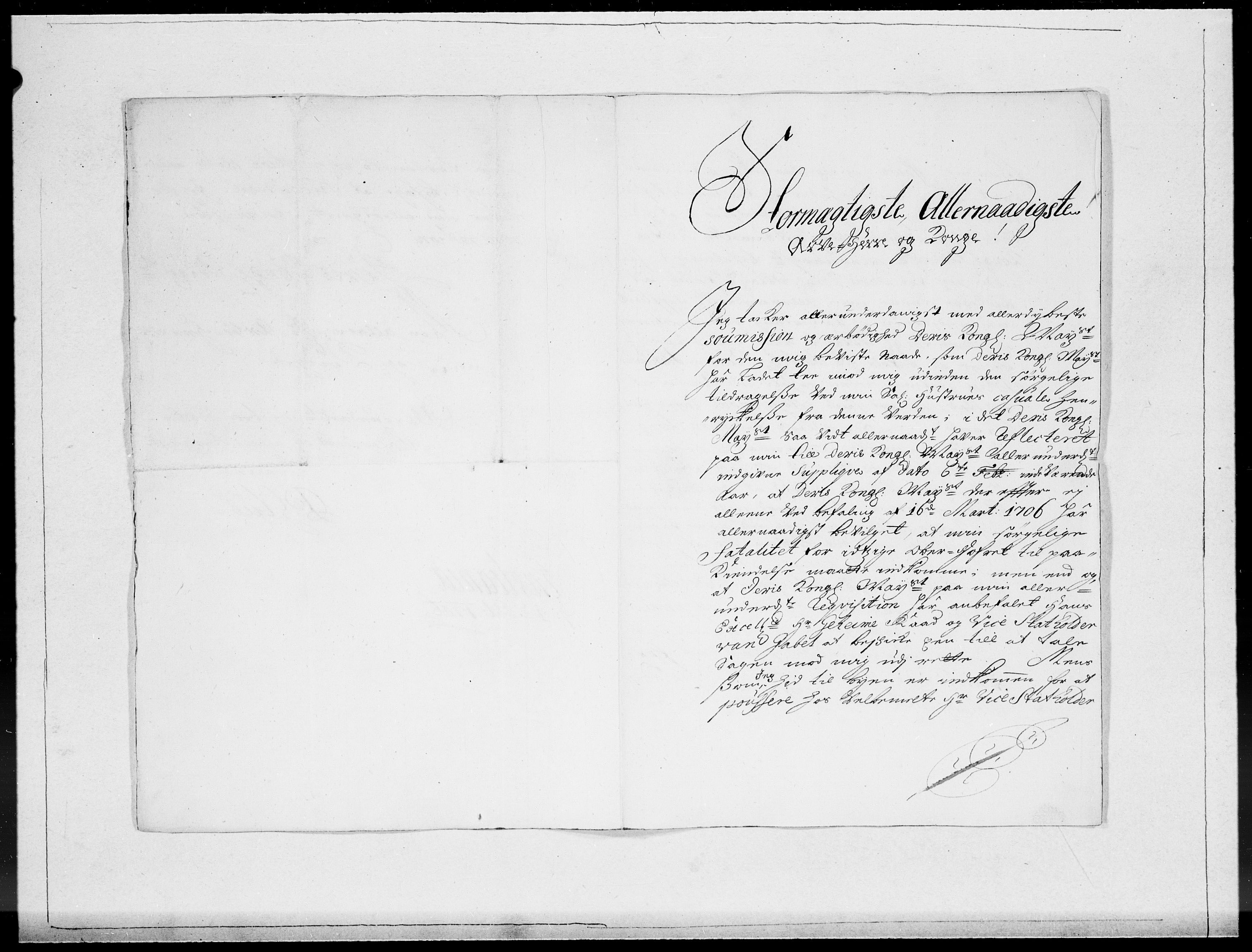 Danske Kanselli 1572-1799, AV/RA-EA-3023/F/Fc/Fcc/Fcca/L0060: Norske innlegg 1572-1799, Mgl. nov.-des., 1706, p. 630