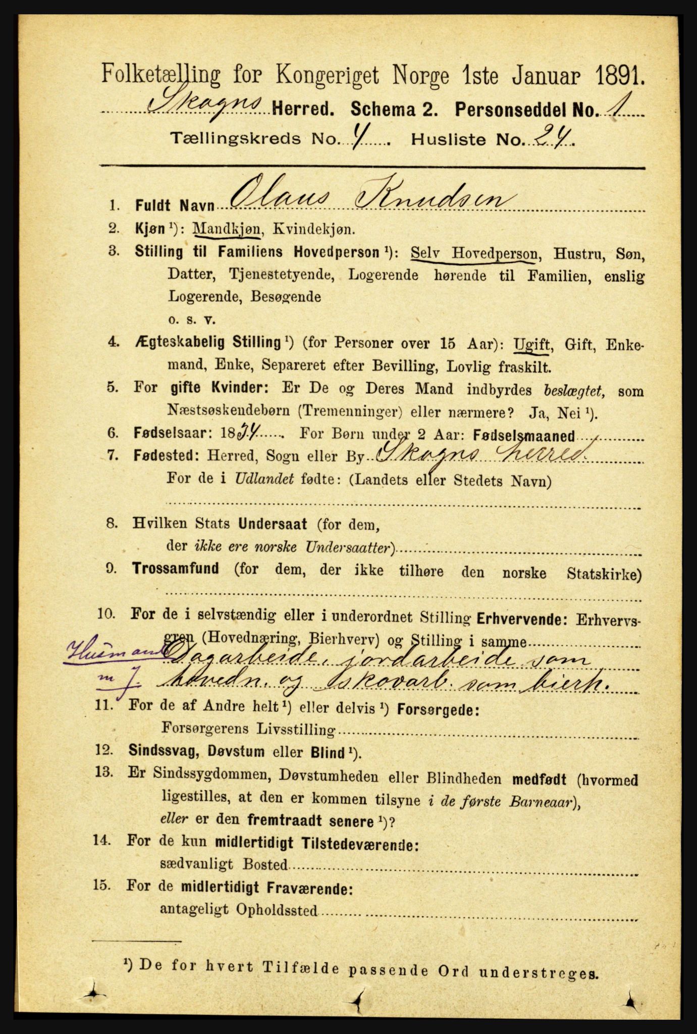 RA, 1891 census for 1719 Skogn, 1891, p. 2503