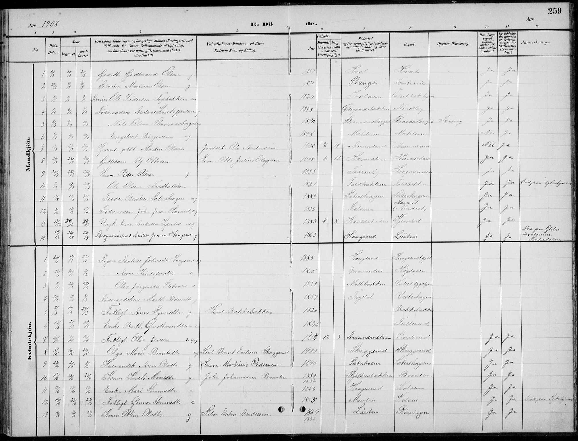 Romedal prestekontor, AV/SAH-PREST-004/L/L0013: Parish register (copy) no. 13, 1896-1937, p. 259