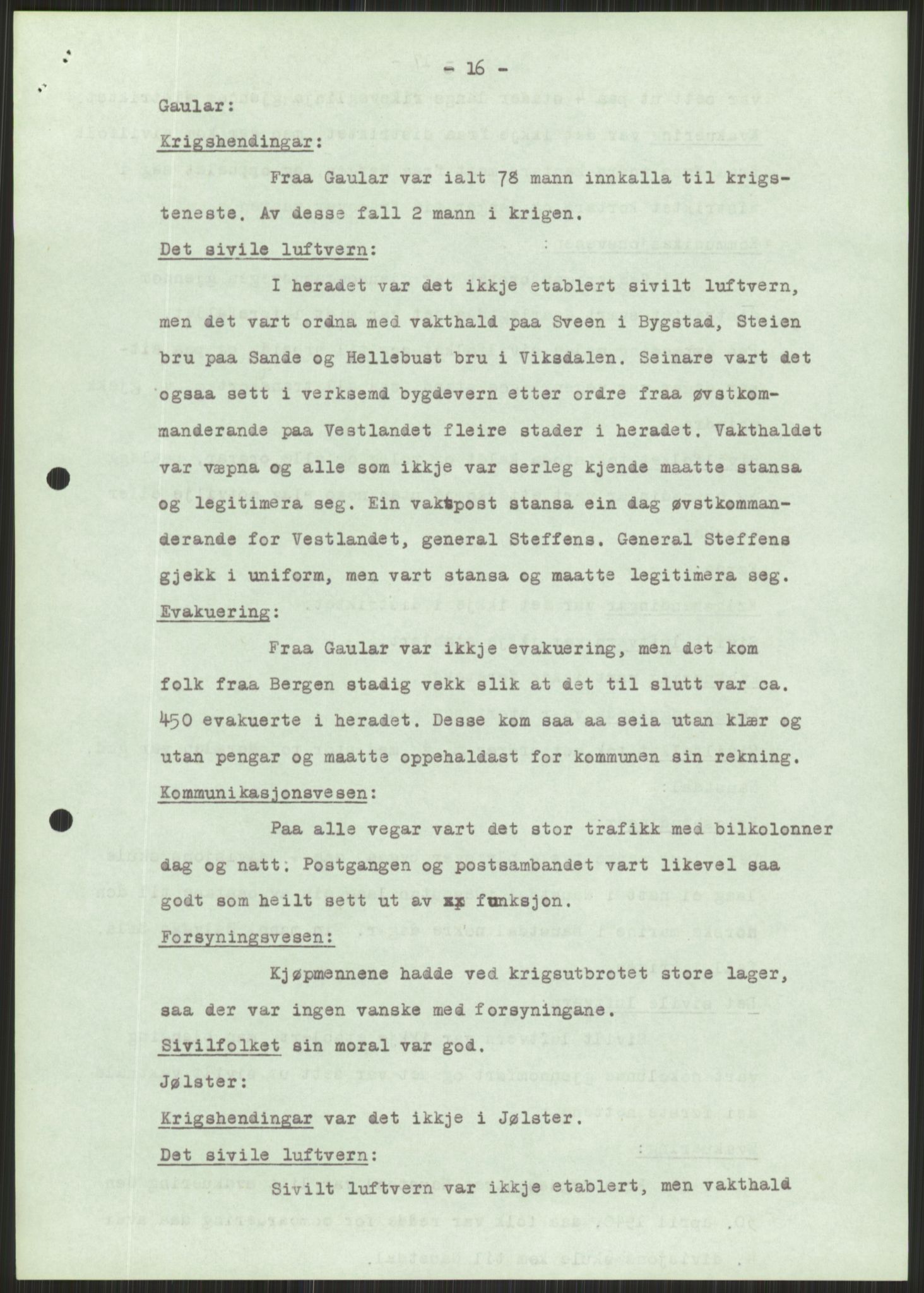 Forsvaret, Forsvarets krigshistoriske avdeling, AV/RA-RAFA-2017/Y/Ya/L0015: II-C-11-31 - Fylkesmenn.  Rapporter om krigsbegivenhetene 1940., 1940, p. 492