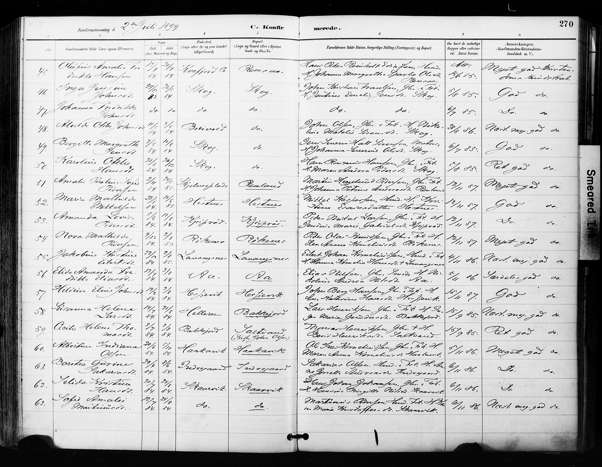 Ibestad sokneprestembete, SATØ/S-0077/H/Ha/Haa/L0012kirke: Parish register (official) no. 12, 1890-1900, p. 270