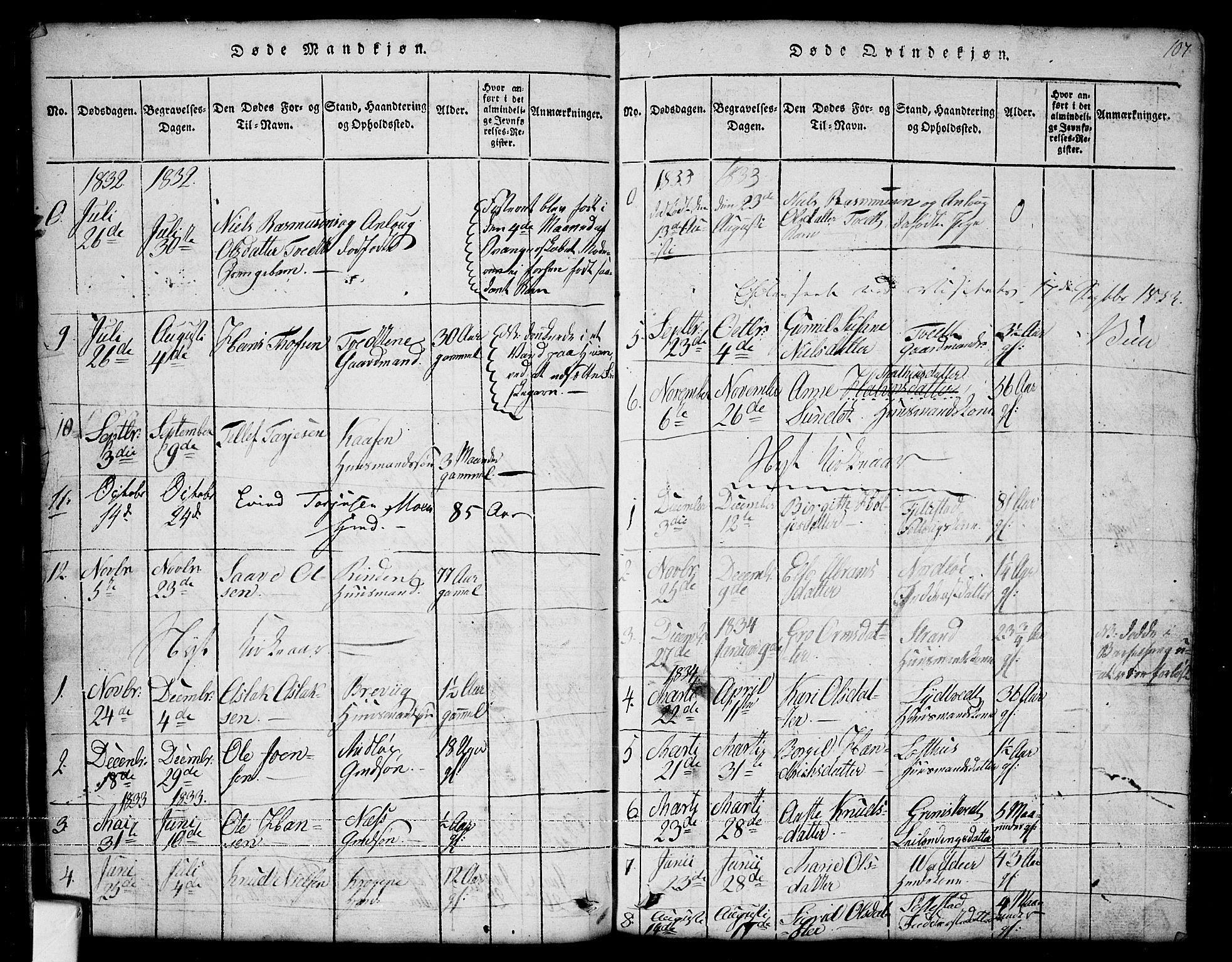 Nissedal kirkebøker, SAKO/A-288/G/Ga/L0001: Parish register (copy) no. I 1, 1814-1860, p. 107
