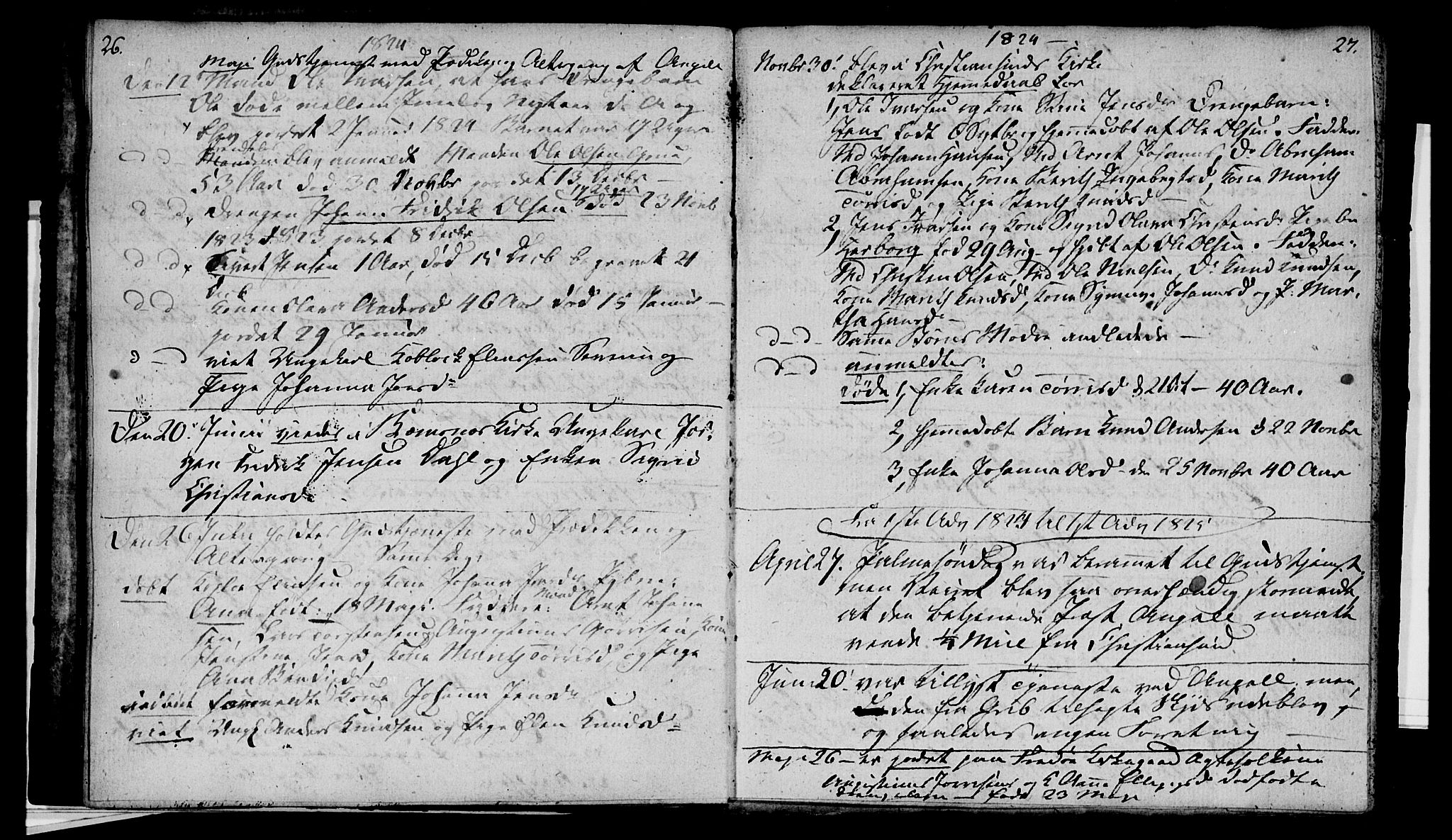 Ministerialprotokoller, klokkerbøker og fødselsregistre - Møre og Romsdal, SAT/A-1454/574/L0877: Parish register (official) no. 574A03, 1814-1832, p. 26-27