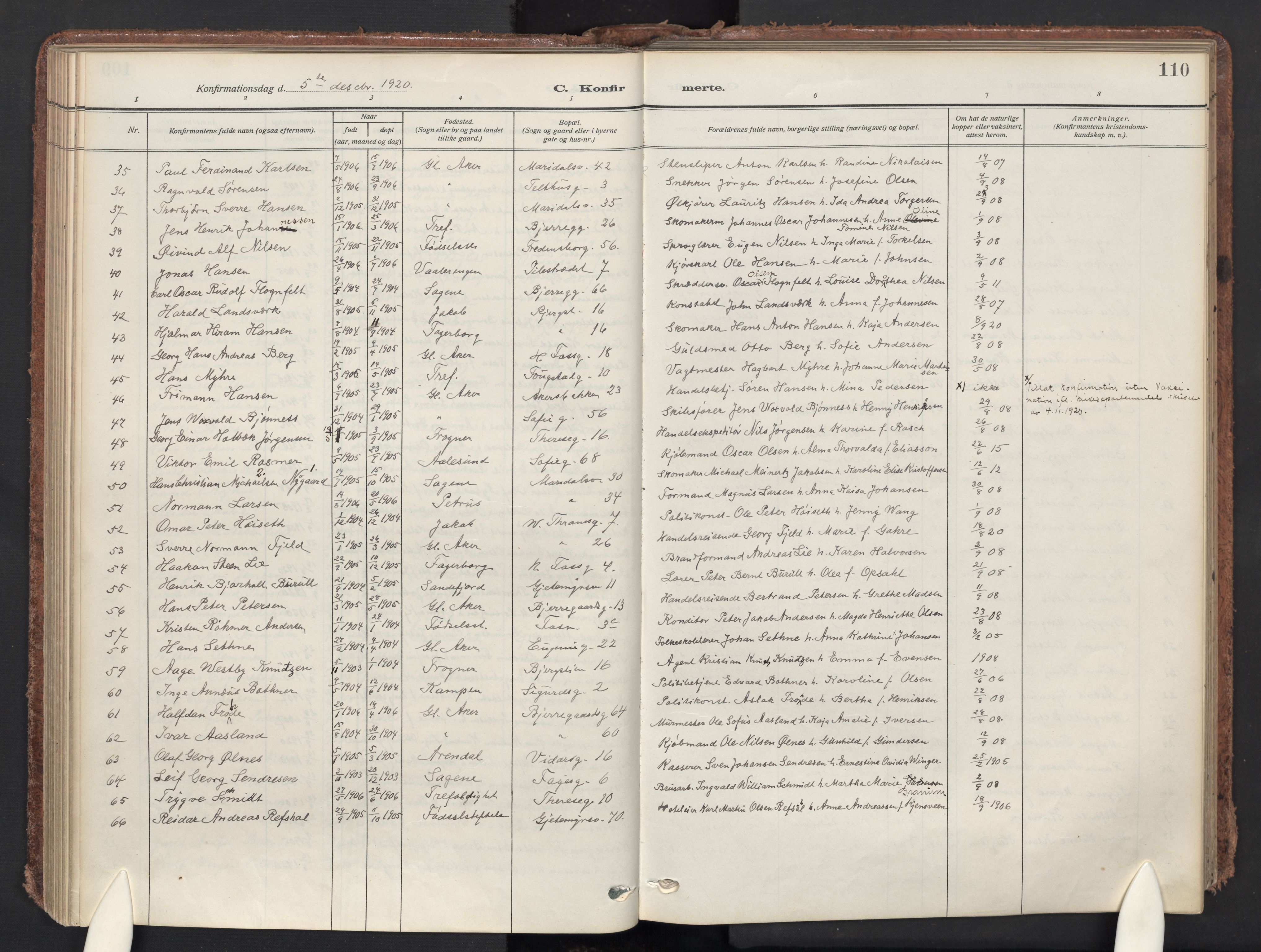 Gamle Aker prestekontor Kirkebøker, AV/SAO-A-10617a/F/L0015: Parish register (official) no. 15, 1911-1924, p. 110