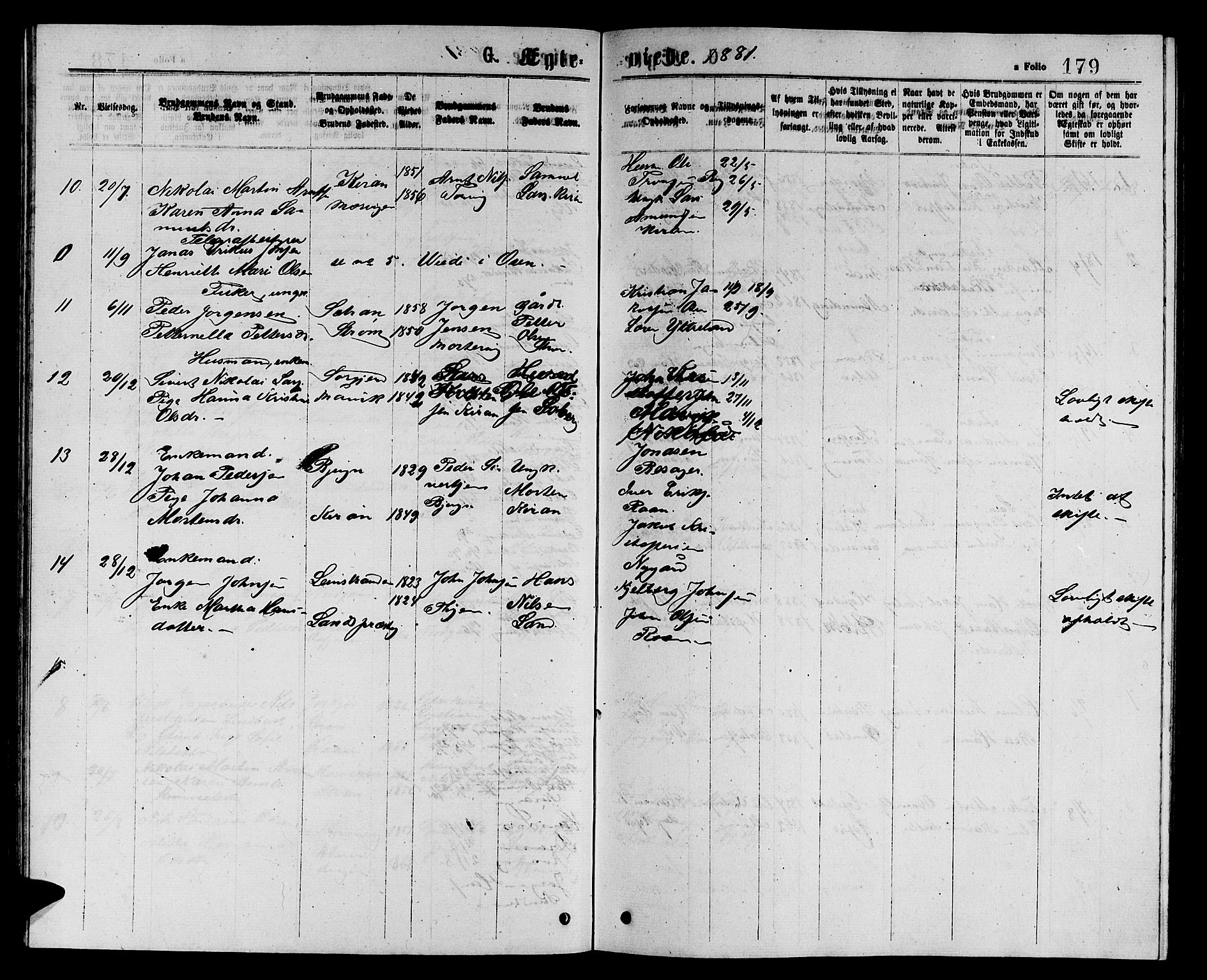Ministerialprotokoller, klokkerbøker og fødselsregistre - Sør-Trøndelag, SAT/A-1456/657/L0715: Parish register (copy) no. 657C02, 1873-1888, p. 179