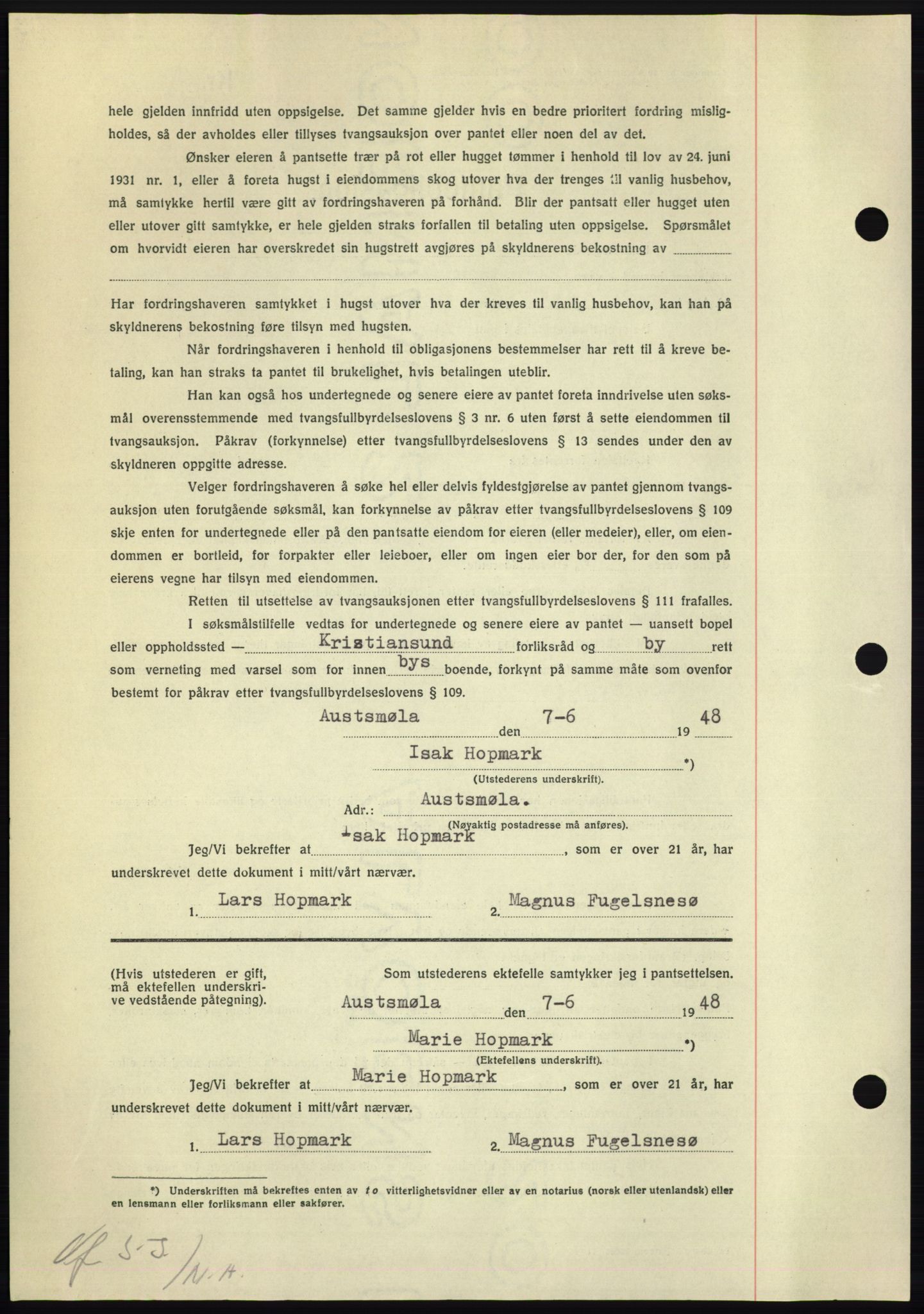 Nordmøre sorenskriveri, AV/SAT-A-4132/1/2/2Ca: Mortgage book no. B99, 1948-1948, Diary no: : 1747/1948