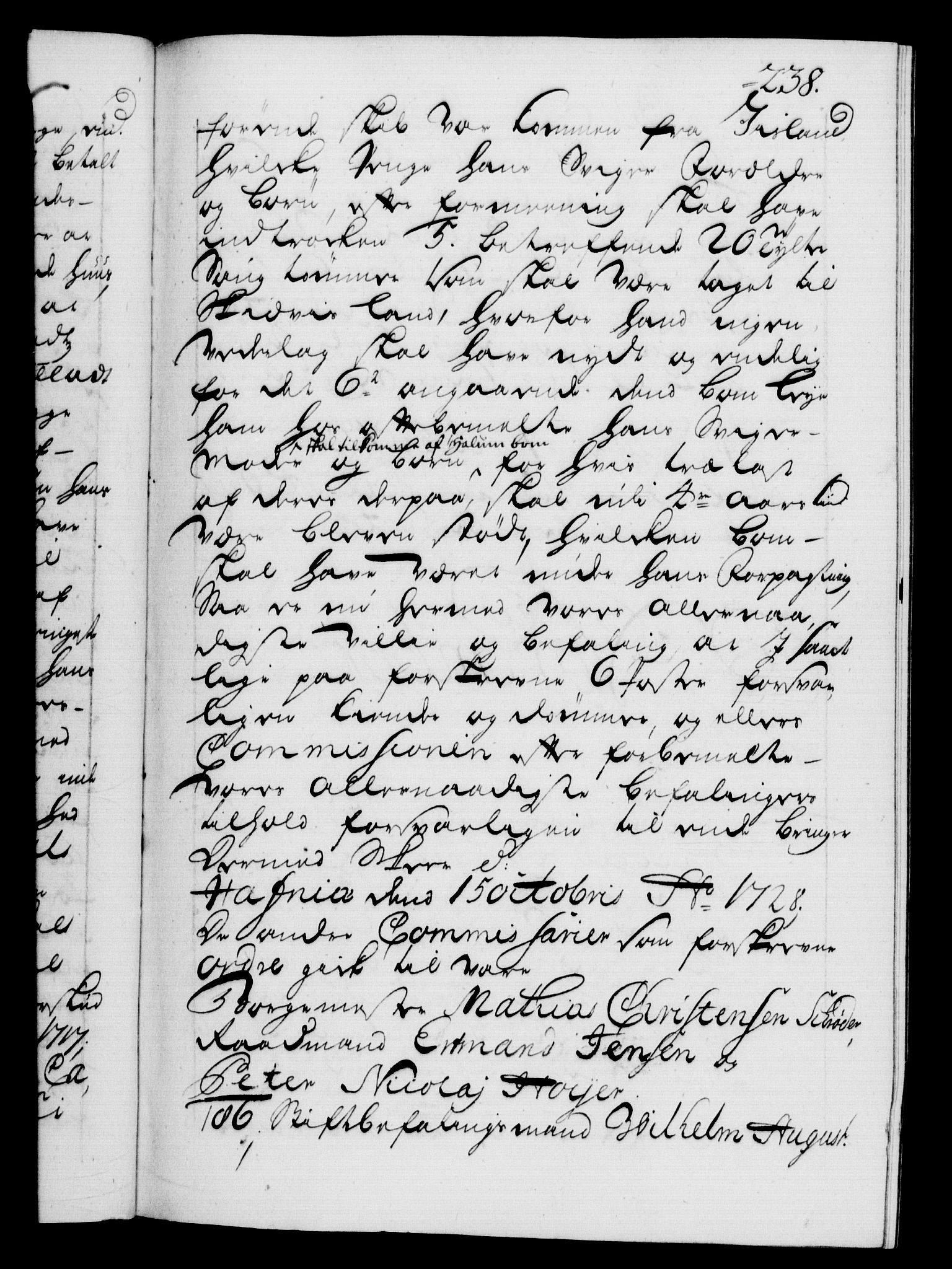 Danske Kanselli 1572-1799, AV/RA-EA-3023/F/Fc/Fca/Fcab/L0024: Norske tegnelser, 1728-1730, p. 238a