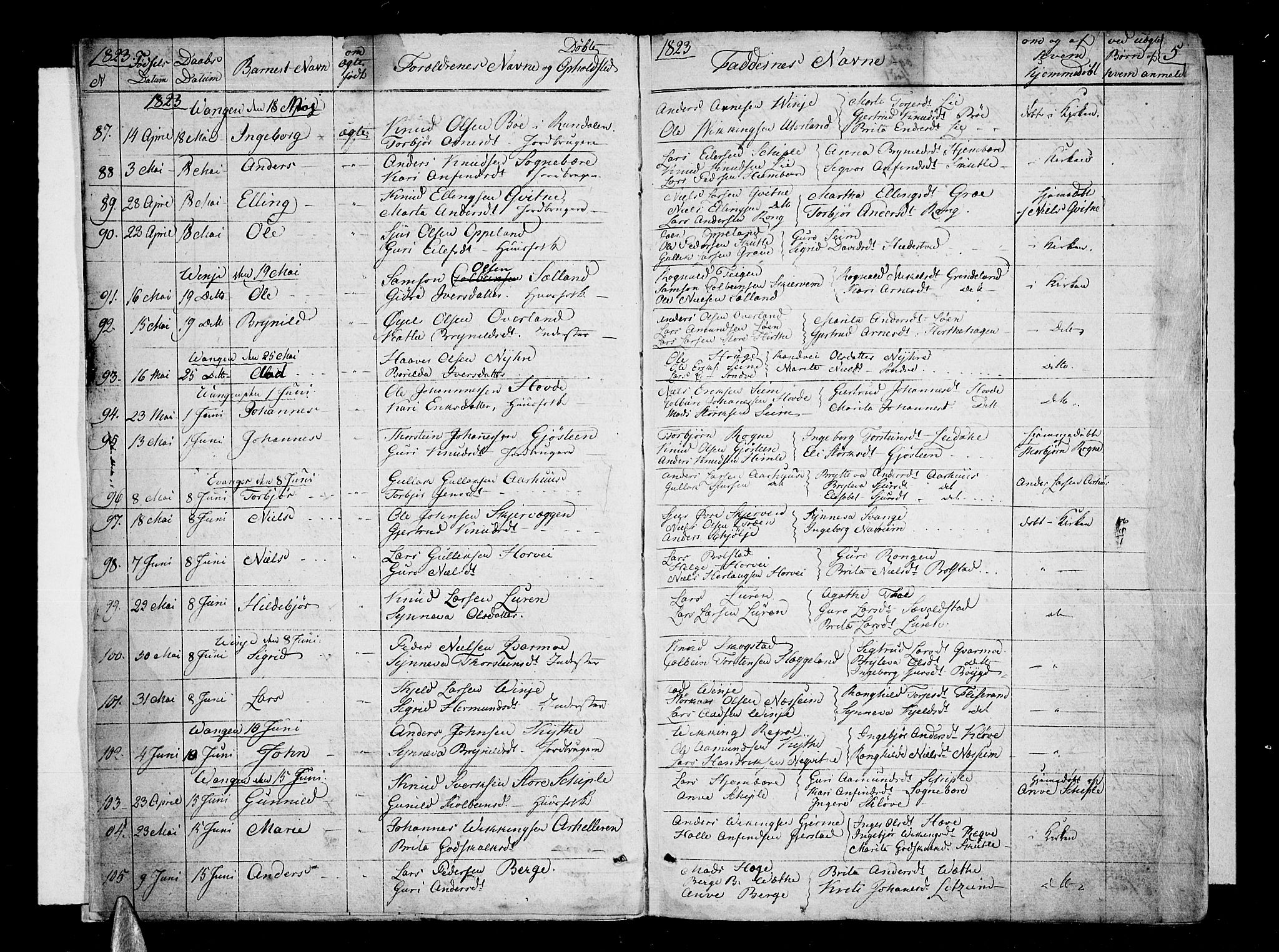Voss sokneprestembete, SAB/A-79001/H/Haa: Parish register (official) no. A 12, 1823-1837, p. 5