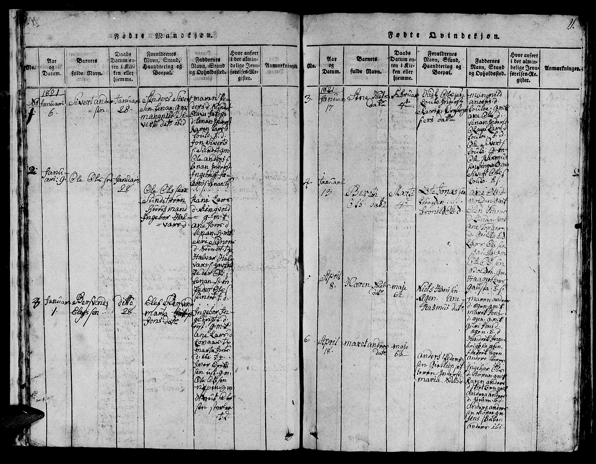 Ministerialprotokoller, klokkerbøker og fødselsregistre - Sør-Trøndelag, AV/SAT-A-1456/613/L0393: Parish register (copy) no. 613C01, 1816-1886, p. 21