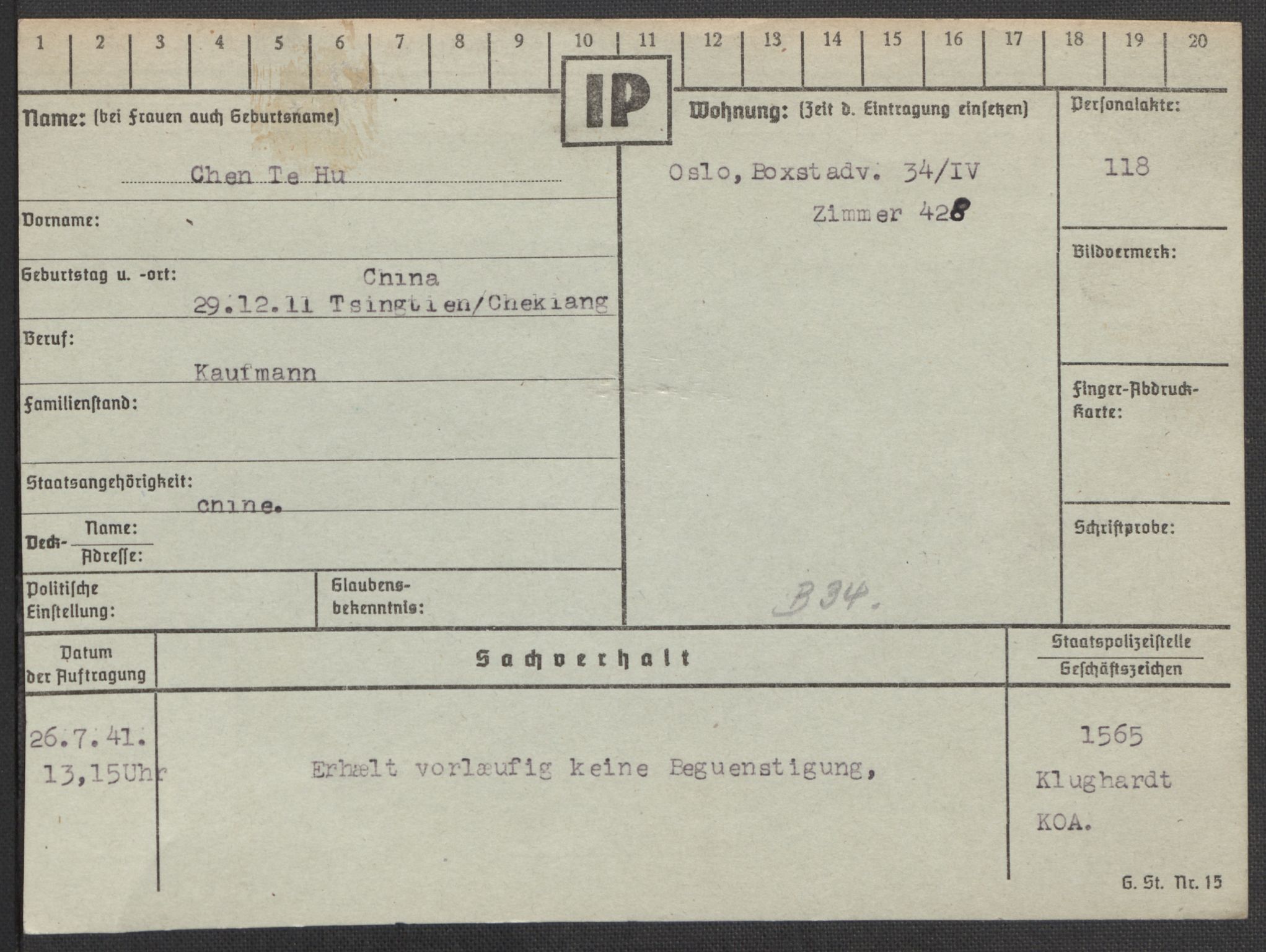 Befehlshaber der Sicherheitspolizei und des SD, AV/RA-RAFA-5969/E/Ea/Eaa/L0002: Register over norske fanger i Møllergata 19: Bj-Eng, 1940-1945, p. 687