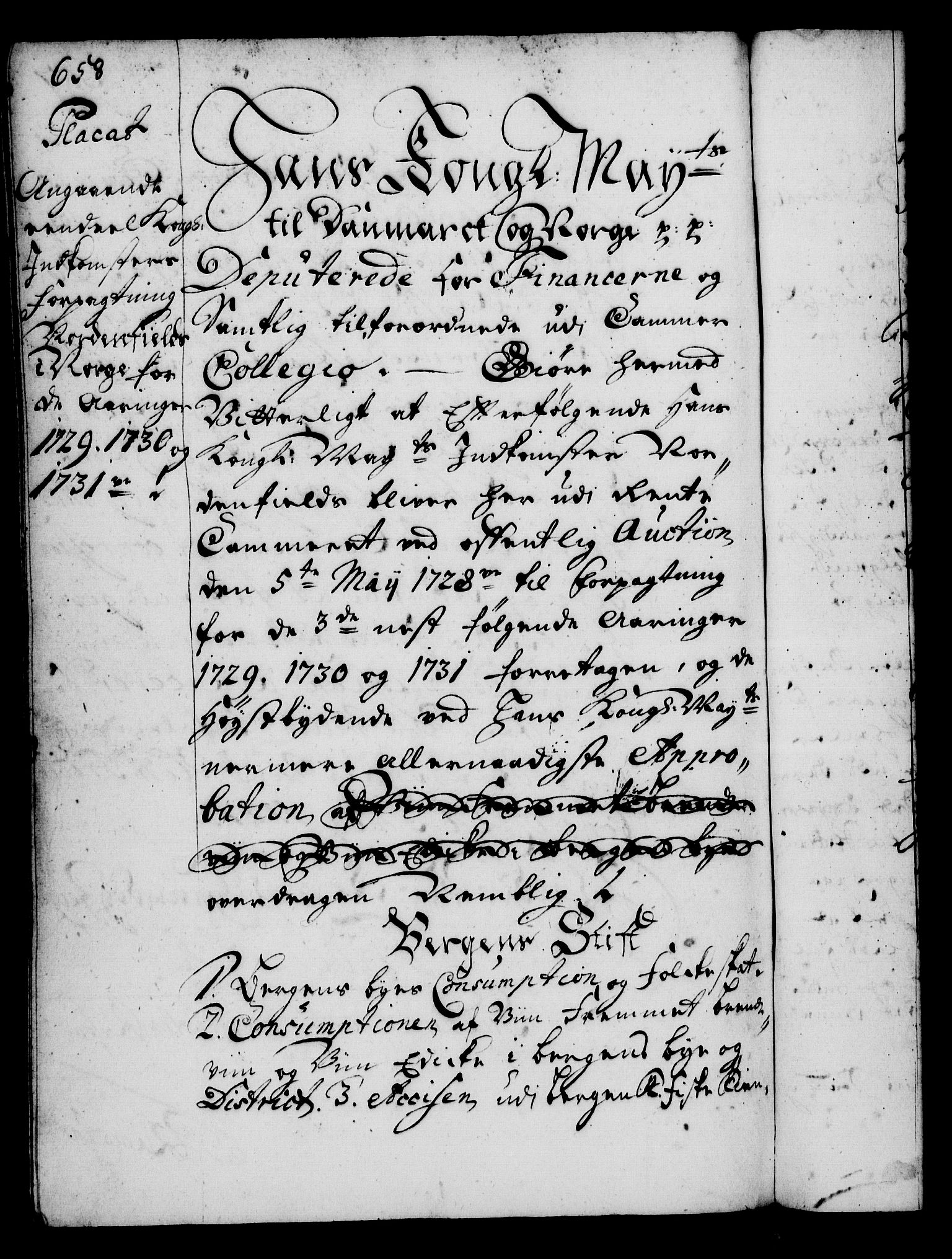 Rentekammeret, Kammerkanselliet, RA/EA-3111/G/Gg/Gga/L0002: Norsk ekspedisjonsprotokoll med register (merket RK 53.2), 1723-1727, p. 658