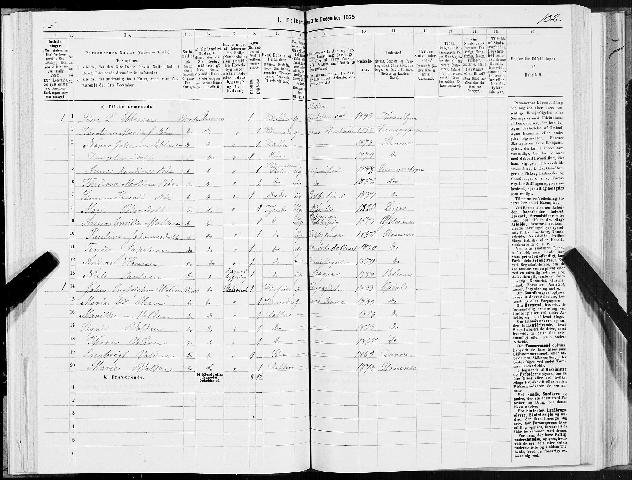 SAT, 1875 census for 1820P Alstahaug, 1875, p. 3102