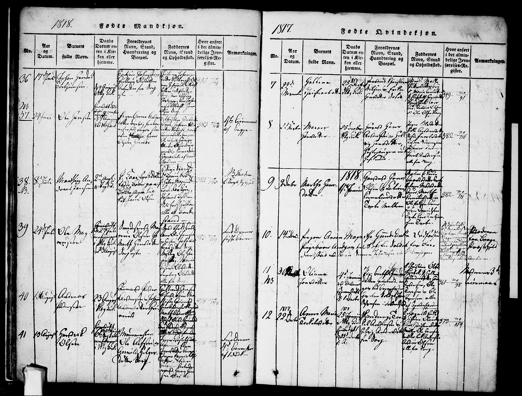 Skjeberg prestekontor Kirkebøker, SAO/A-10923/F/Fa/L0004: Parish register (official) no. I 4, 1815-1830, p. 28