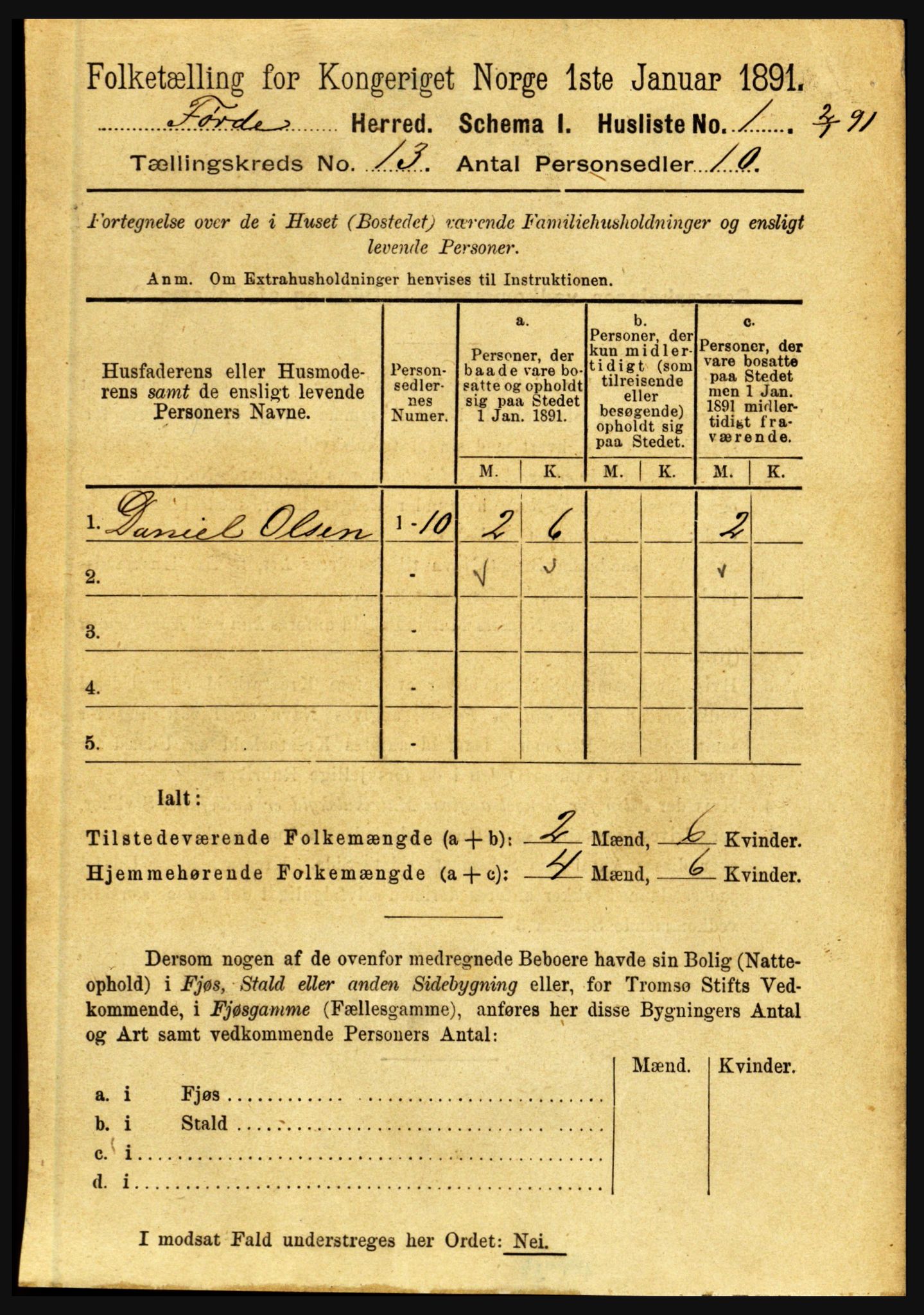 RA, 1891 census for 1432 Førde, 1891, p. 4495