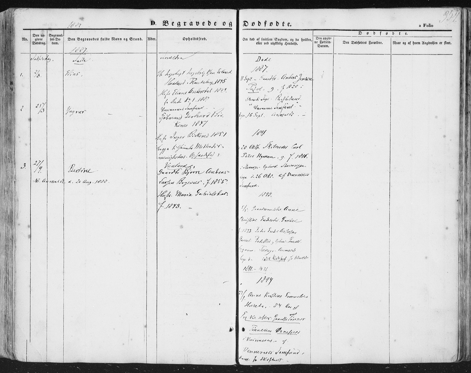 Hetland sokneprestkontor, AV/SAST-A-101826/30/30BA/L0002: Parish register (official) no. A 2, 1849-1869, p. 354