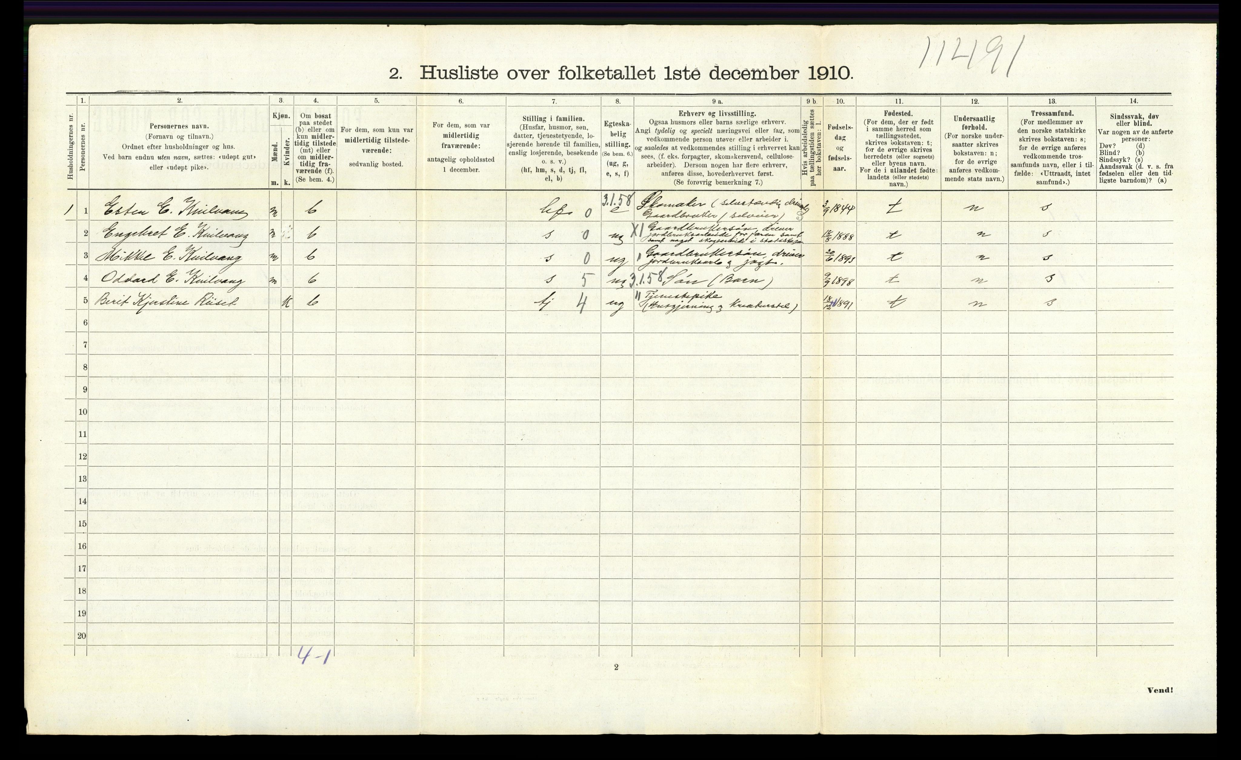 RA, 1910 census for Tolga, 1910, p. 731