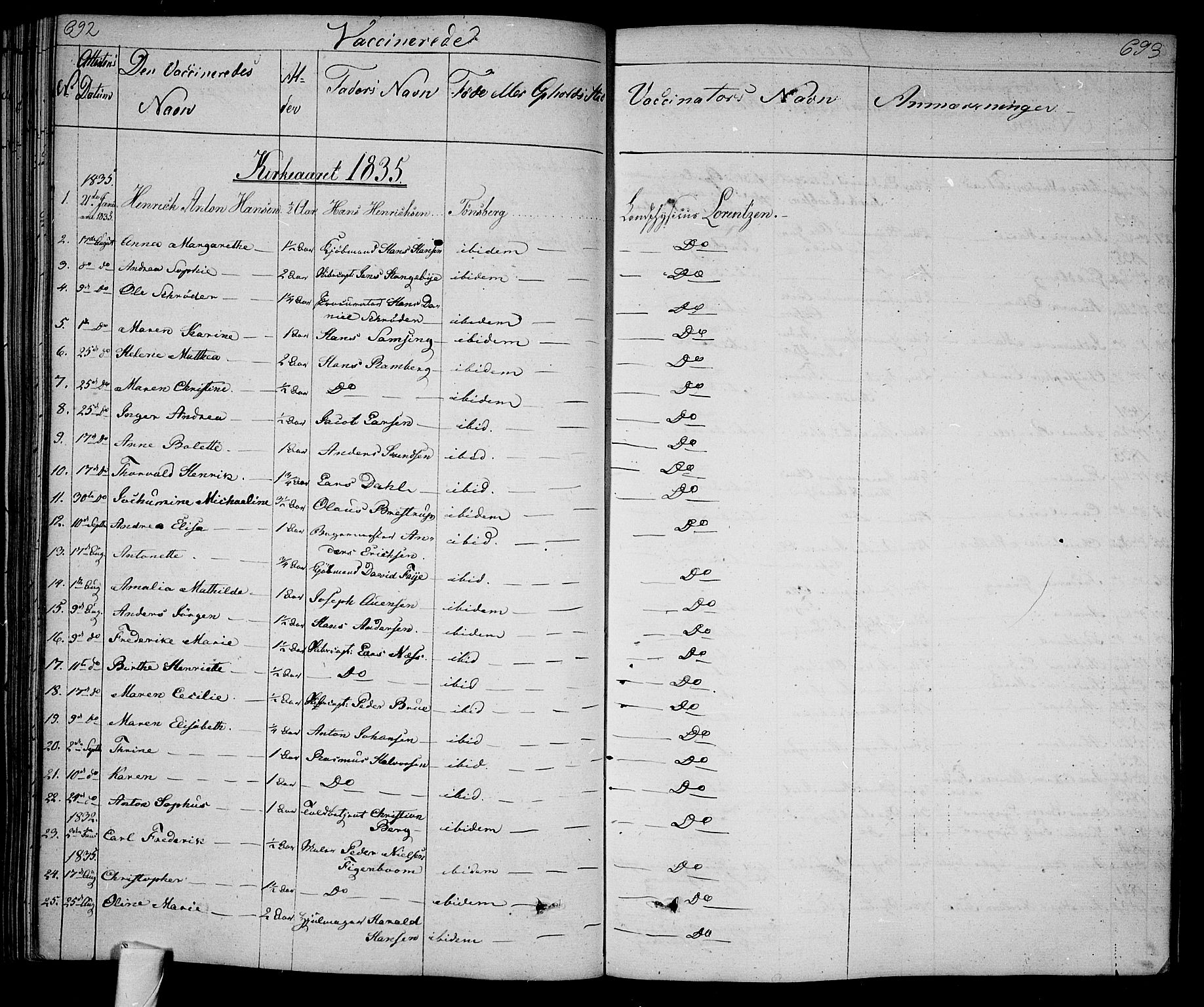 Tønsberg kirkebøker, SAKO/A-330/F/Fa/L0005: Parish register (official) no. I 5, 1827-1836, p. 692-693