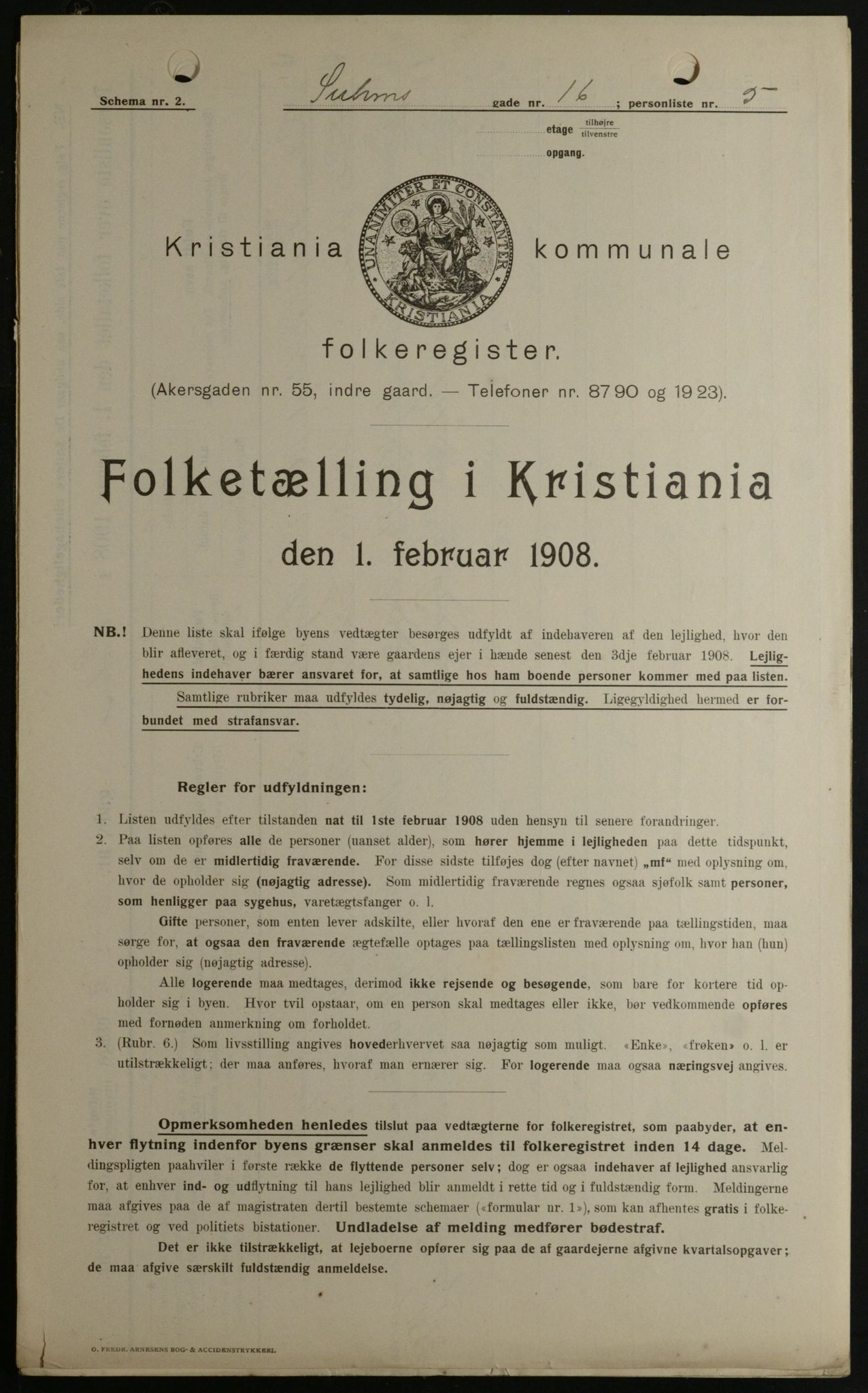 OBA, Municipal Census 1908 for Kristiania, 1908, p. 94136