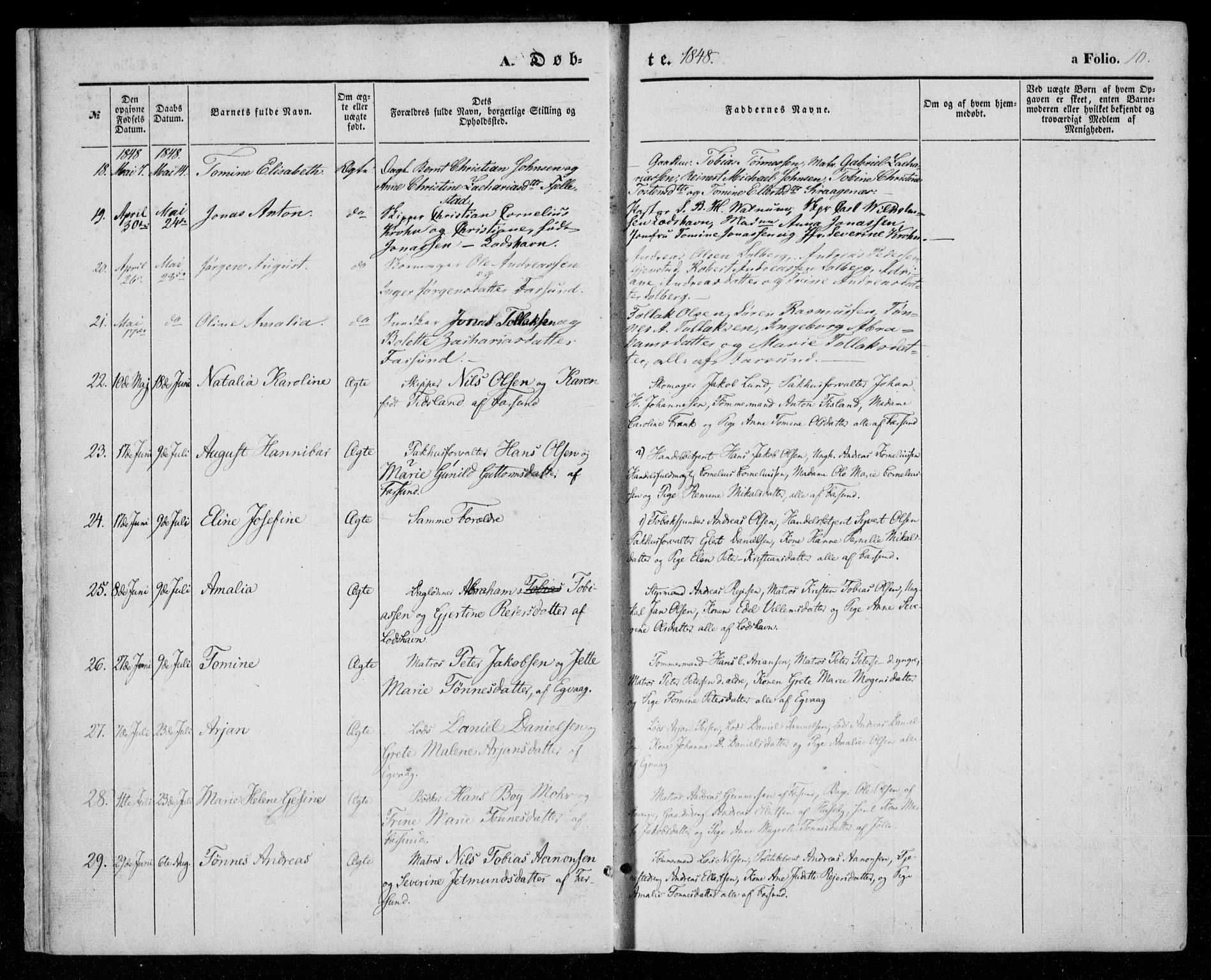 Farsund sokneprestkontor, AV/SAK-1111-0009/F/Fa/L0004: Parish register (official) no. A 4, 1847-1863, p. 10