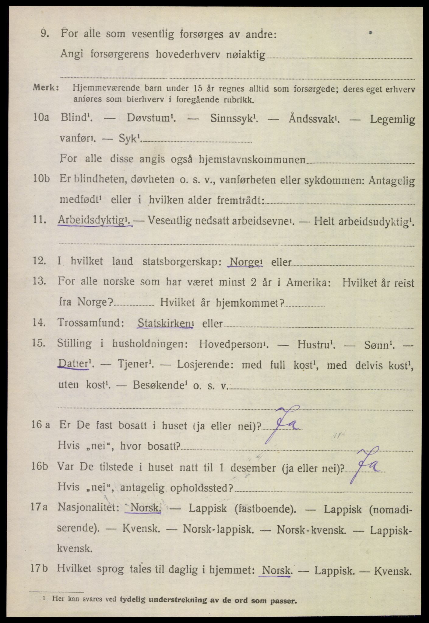 SAT, 1920 census for Gildeskål, 1920, p. 2539