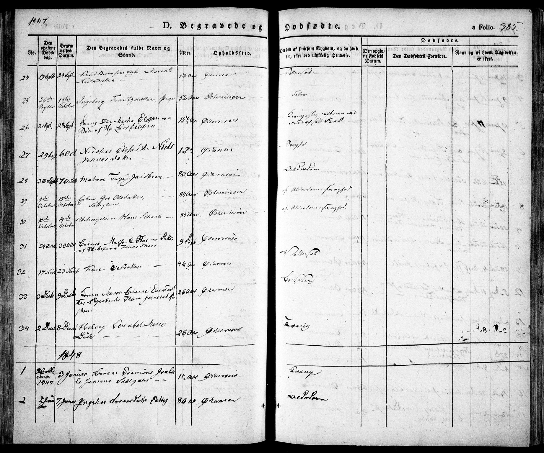 Risør sokneprestkontor, AV/SAK-1111-0035/F/Fa/L0003: Parish register (official) no. A 3, 1838-1864, p. 385